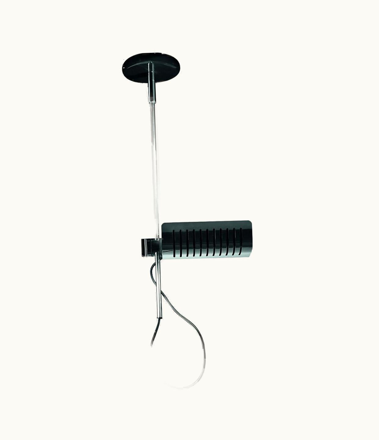 Joe Colombo Joe Colombo Ceiling Lamp 'Colombo' 885 Black Chromium-Plated By Oluce