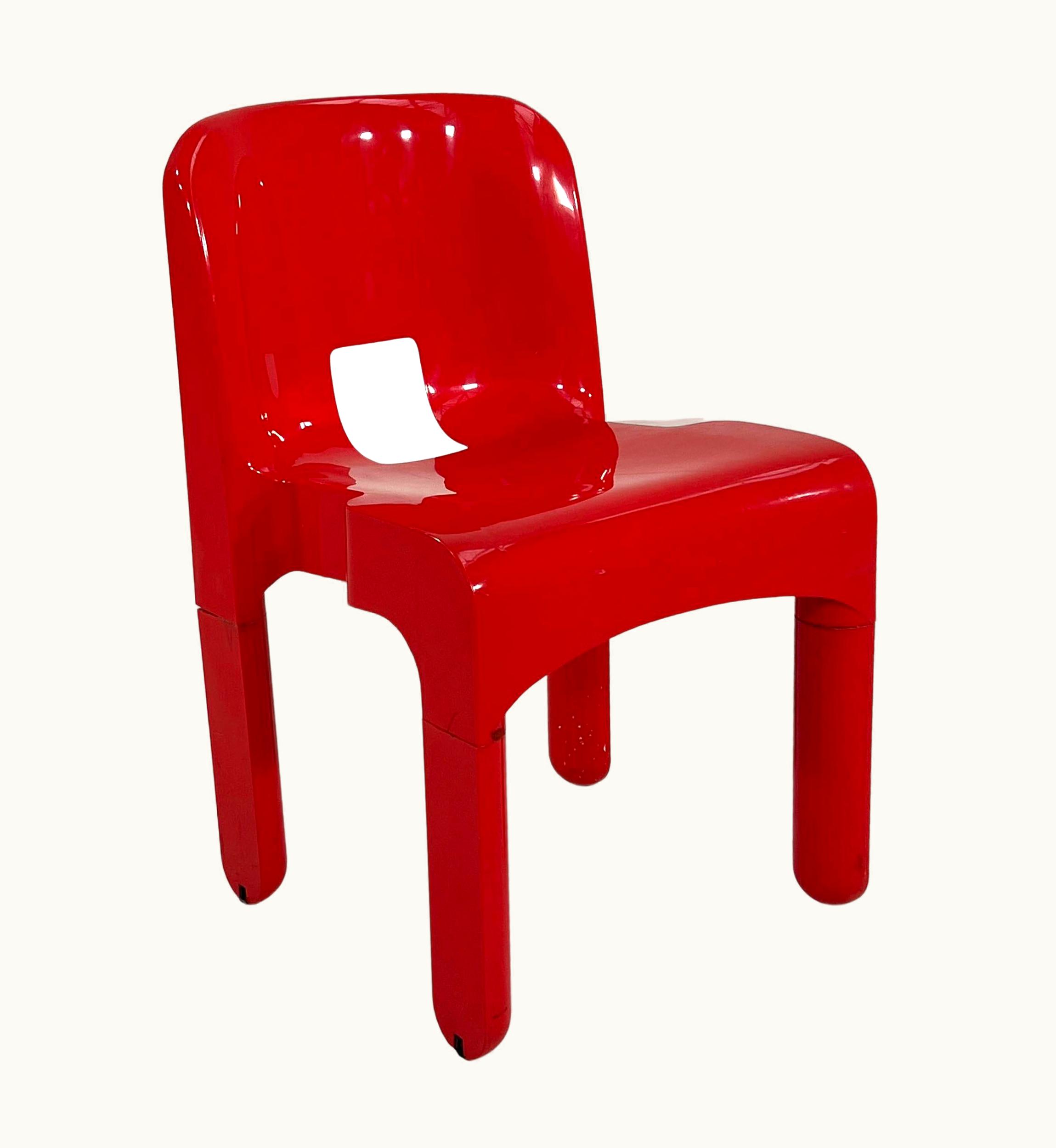 Joe Colombo Joe Colombo Red Model 4869 Universale Chair By Joe Colombo For Kartell, 1970s