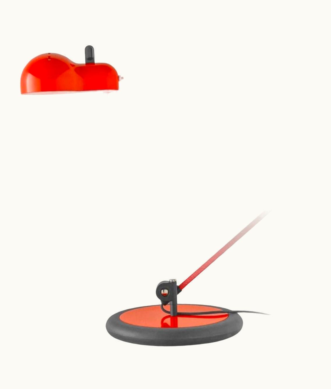 Joe Colombo Joe Colombo 'Topo' Table Lamp In Red And Black With Base For Stilnovo