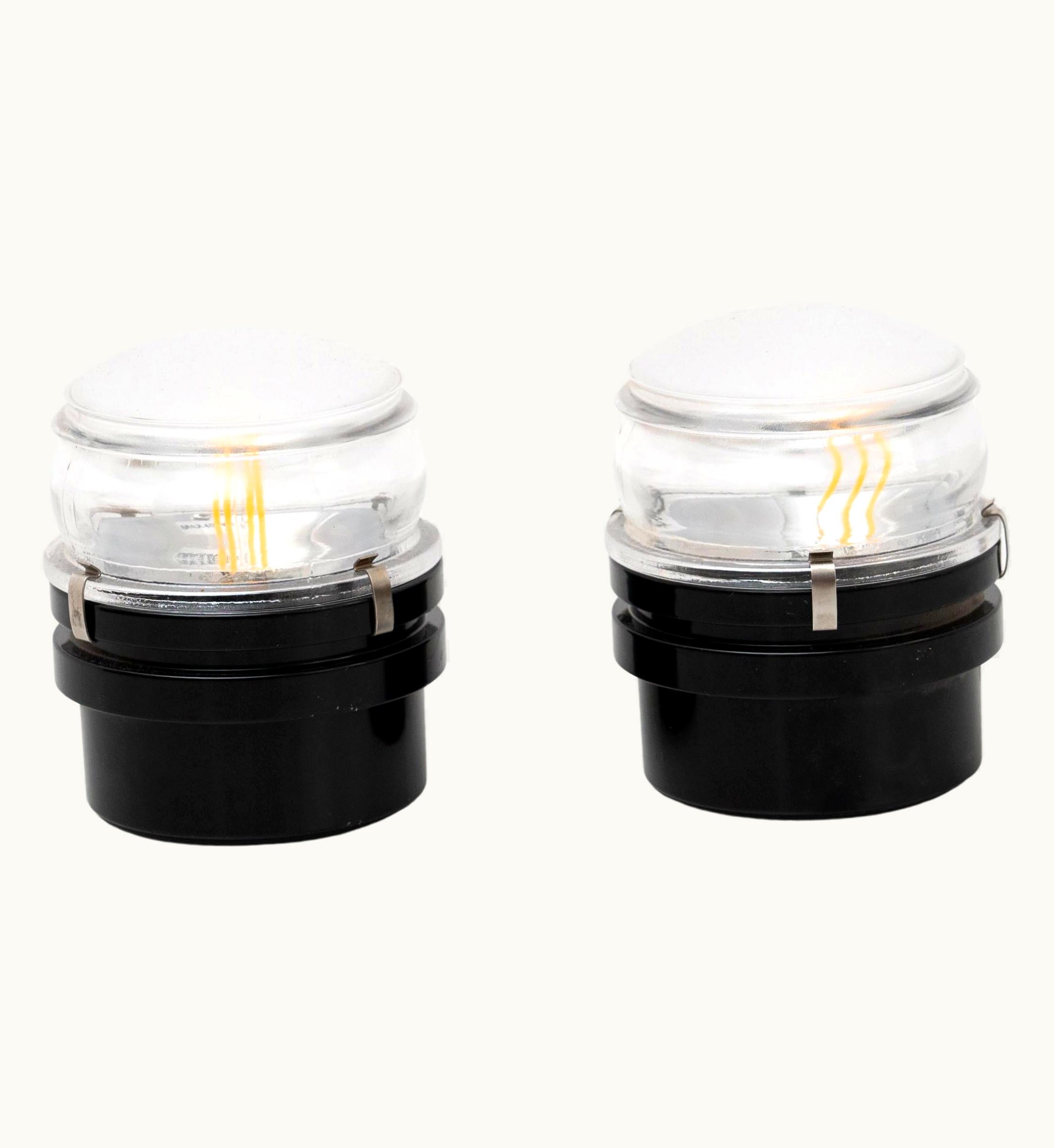 Joe Colombo Joe Colombo Set Of Two Outside Wall And Ceiling Lamp 'Fresnel' Black By Oluce