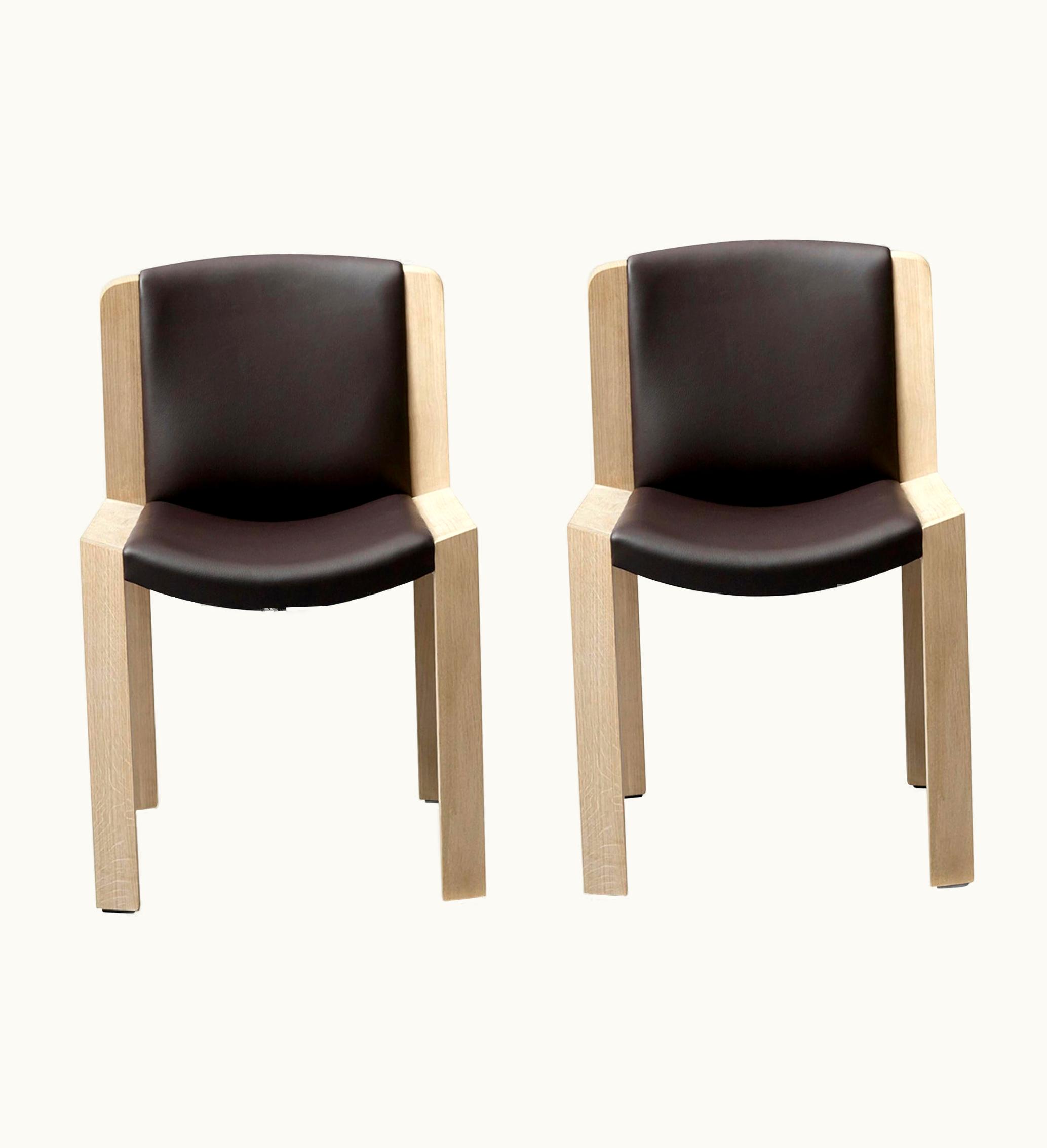 Joe Colombo Joe Colombo Set Of Two Joe Colombo 'Chair 300' Wood And Sørensen Leather By Karakter UZ0192835