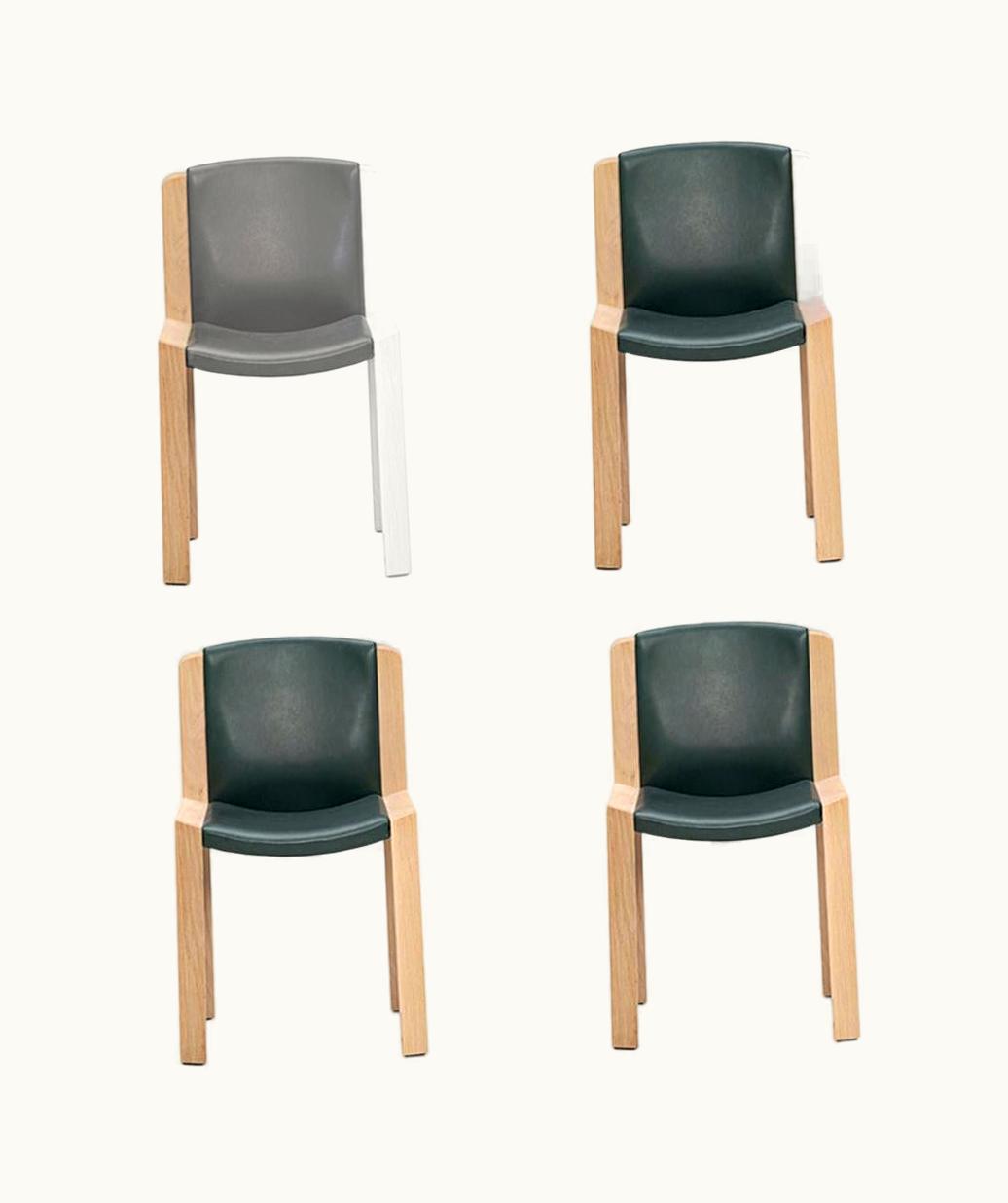 Joe Colombo Joe Colombo Set Of Four Joe Colombo 'Chair 300' Wood And Sørensen Leather By Karakter UZ0192853