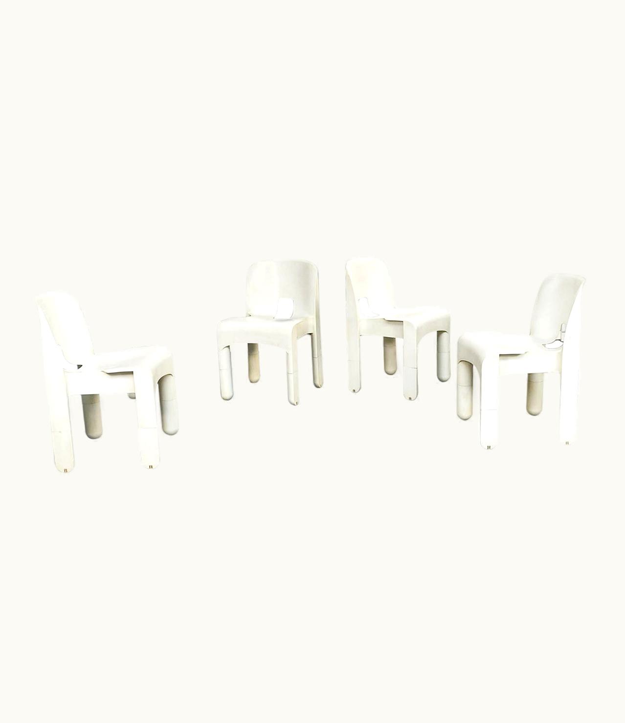 Joe Colombo;Kartell Joe Colombo;Kartell Italian Mid-Century White Plastic Chairs 860 By Joe Colombo For Kartell, 1970s