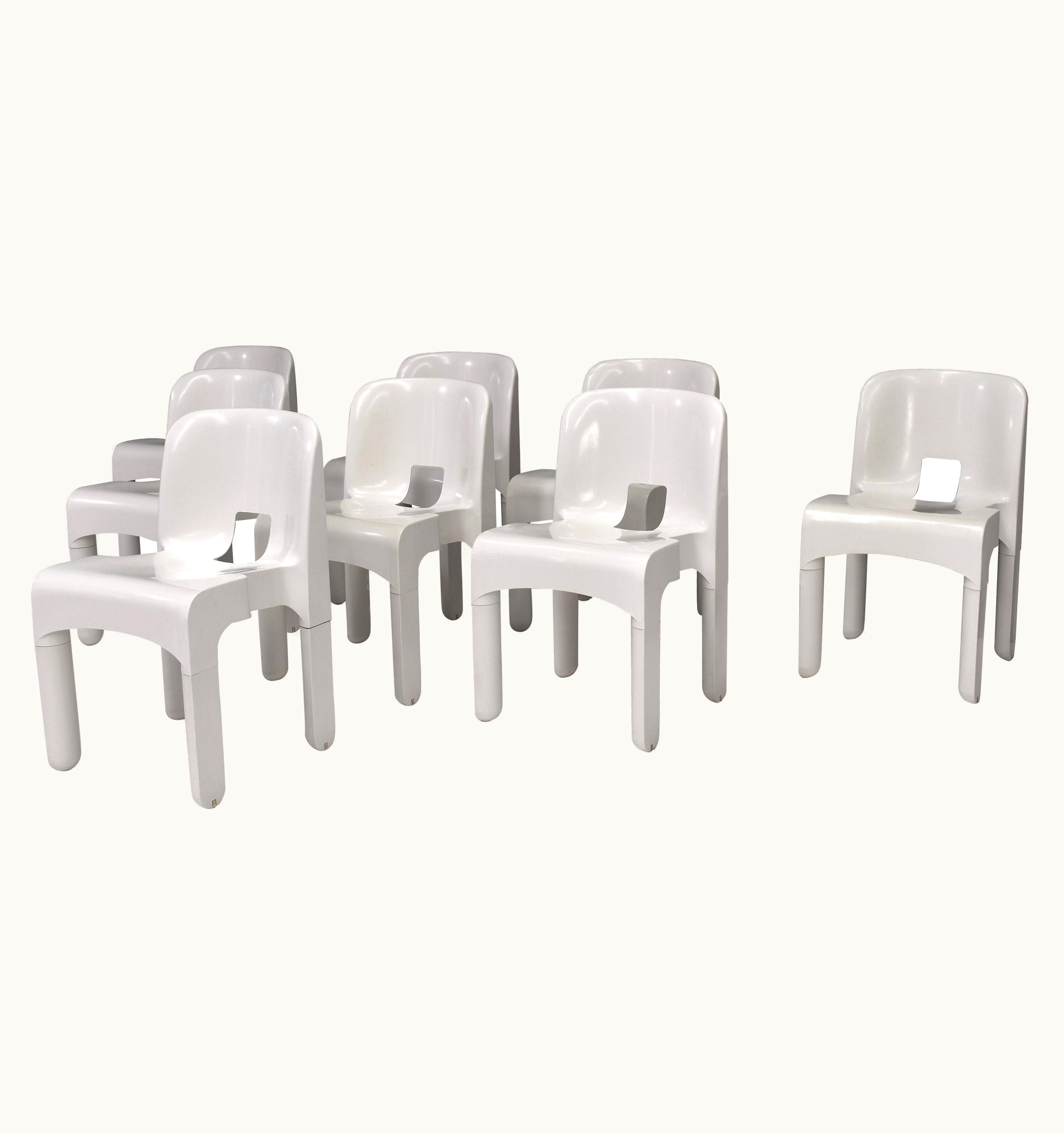 Joe Colombo Joe Colombo Universale Plastic Chairs In White By Kartell, Italy, 1967