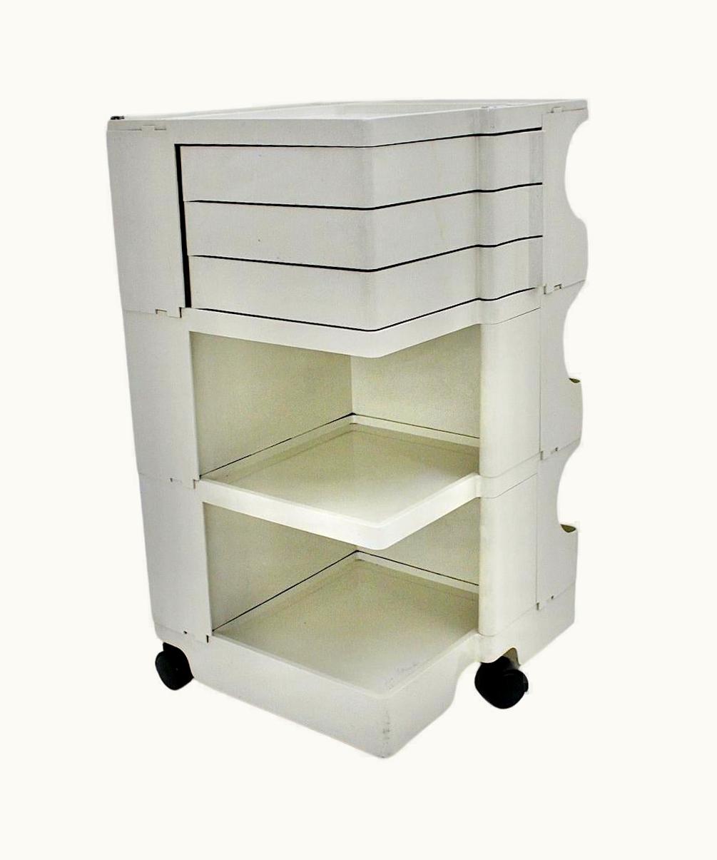 Joe Colombo Joe Colombo Space Age White Plastic Vintage Storage Trolley Container Joe Colombo 1970 Italy
