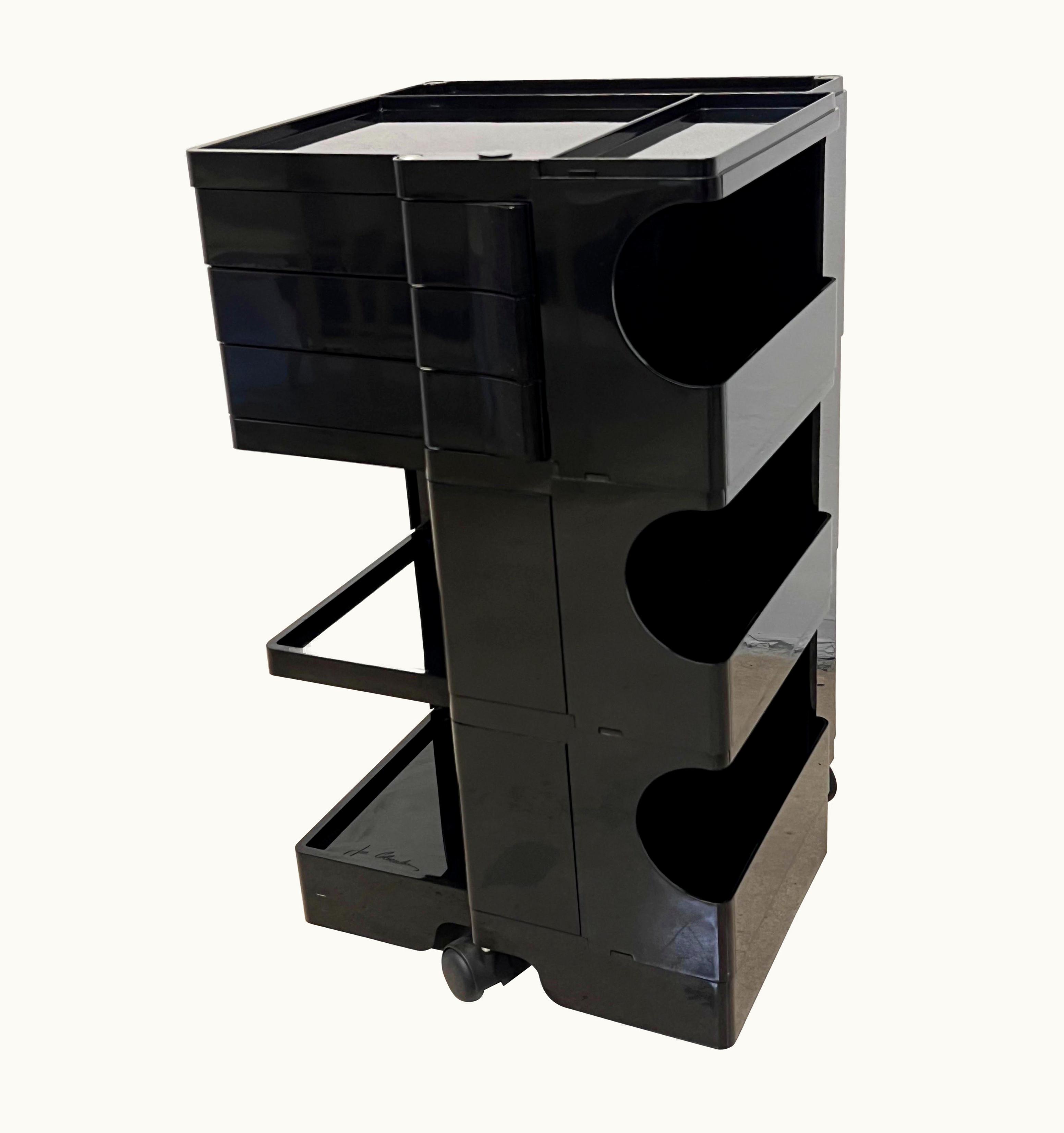 Joe Colombo Joe Colombo Black Boby Trolley Cart On Wheels For Bieffeplast, 1960s
