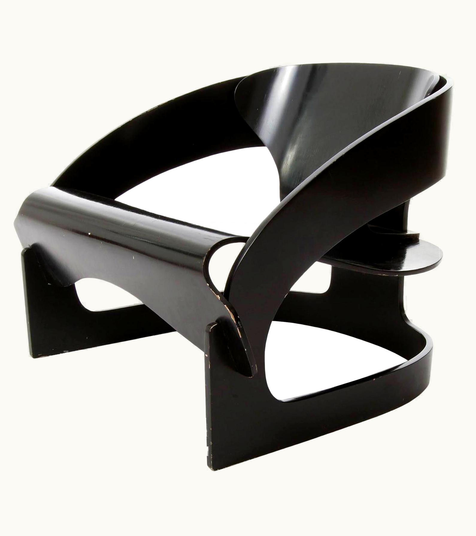 Joe Colombo Joe Colombo Chair No. 4801, Black Plywood, Kartell, Italy, 1960s, One Of Four
