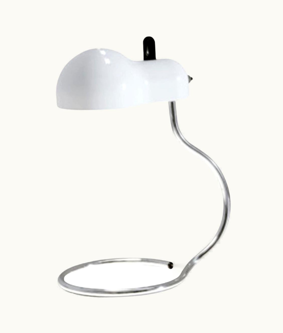 Joe Colombo Joe Colombo 'Minitopo' Table Lamp In White And Chrome For Stilnovo