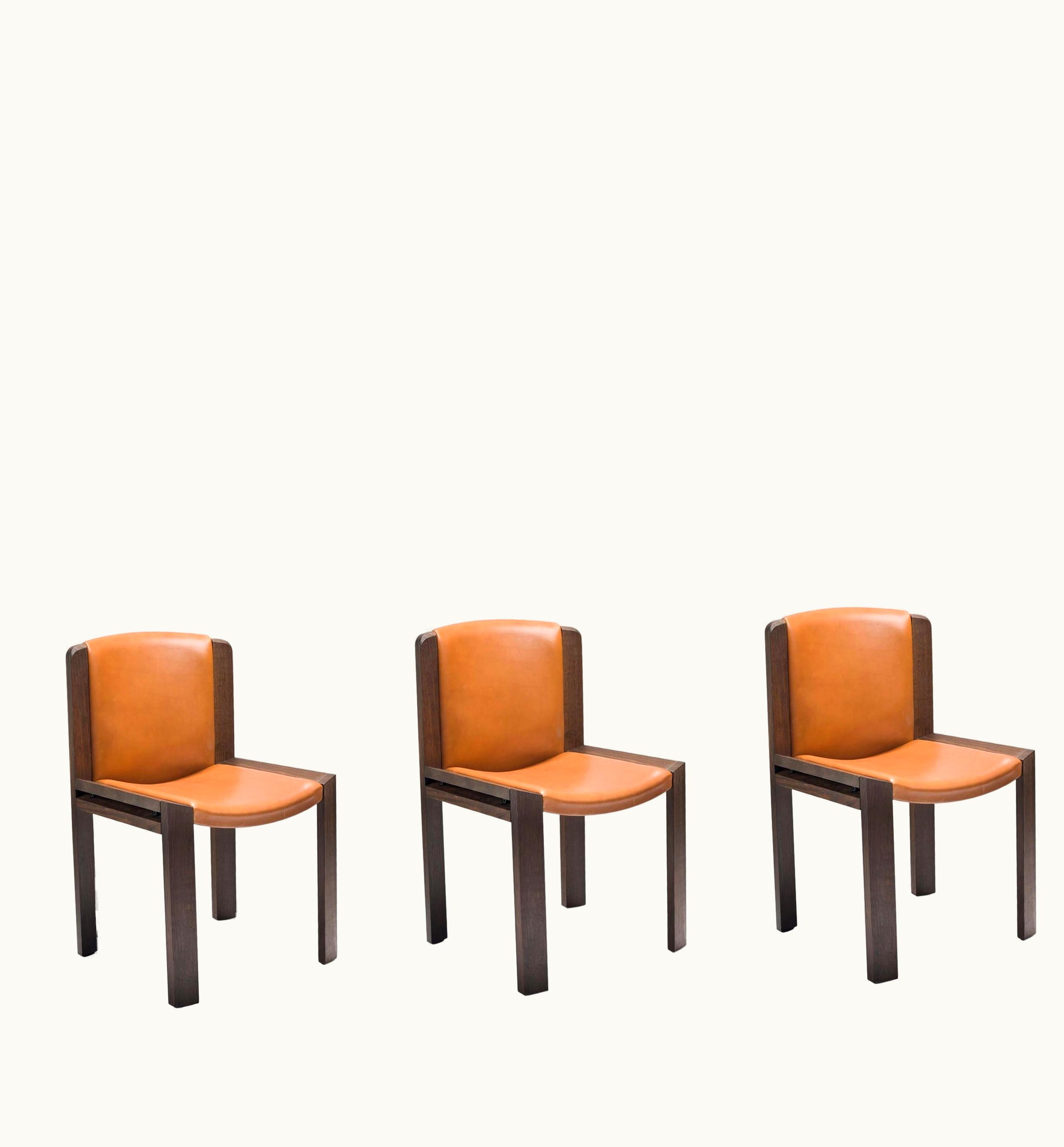 Joe Colombo Joe Colombo Set Of Six Joe Colombo 'Chair 300' Wood And Sørensen Leather By Karakter UZ0192990
