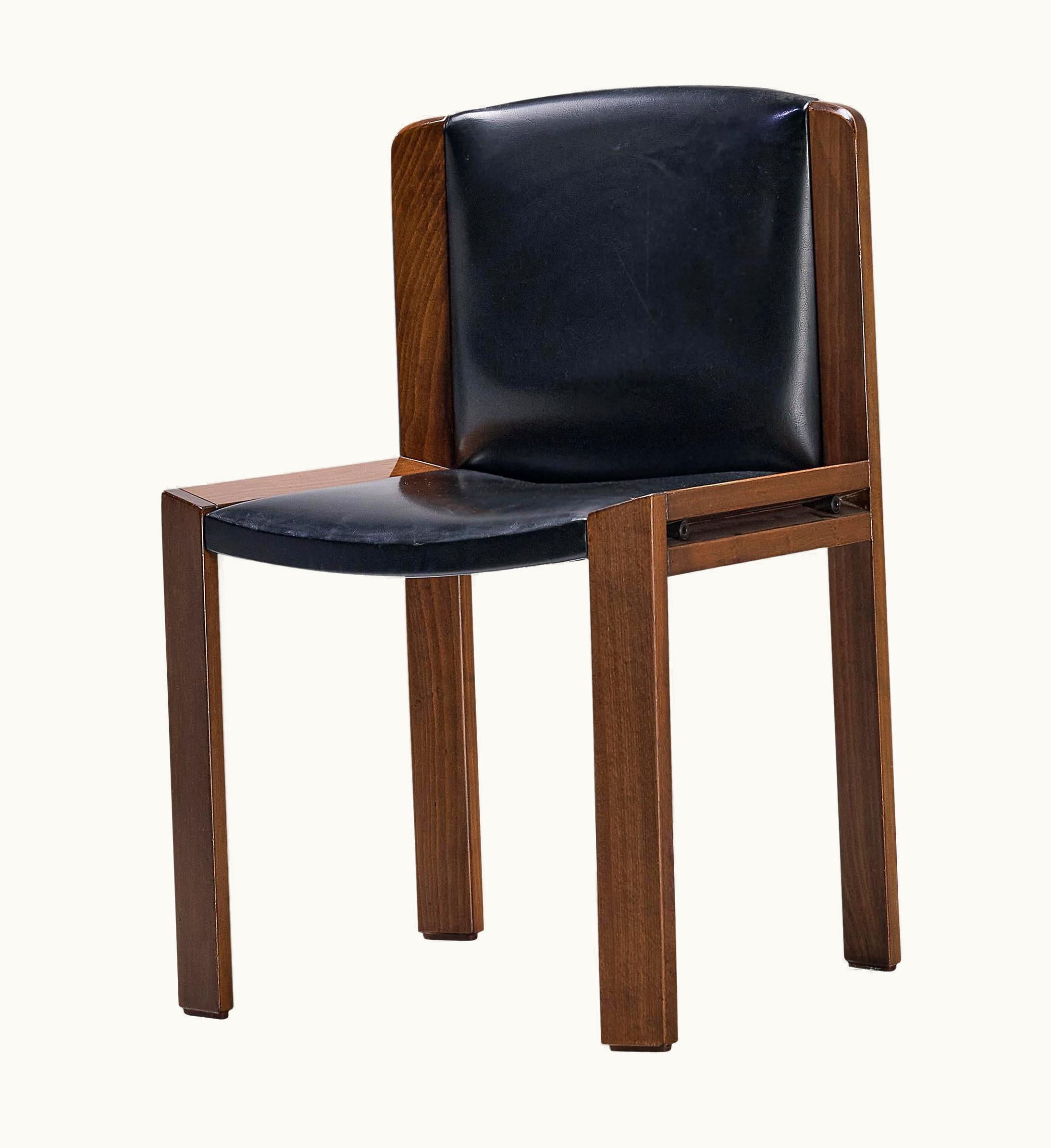 Joe Colombo Joe Colombo For Pozzi '300' Dining Chair In Black Leatherette And Wood