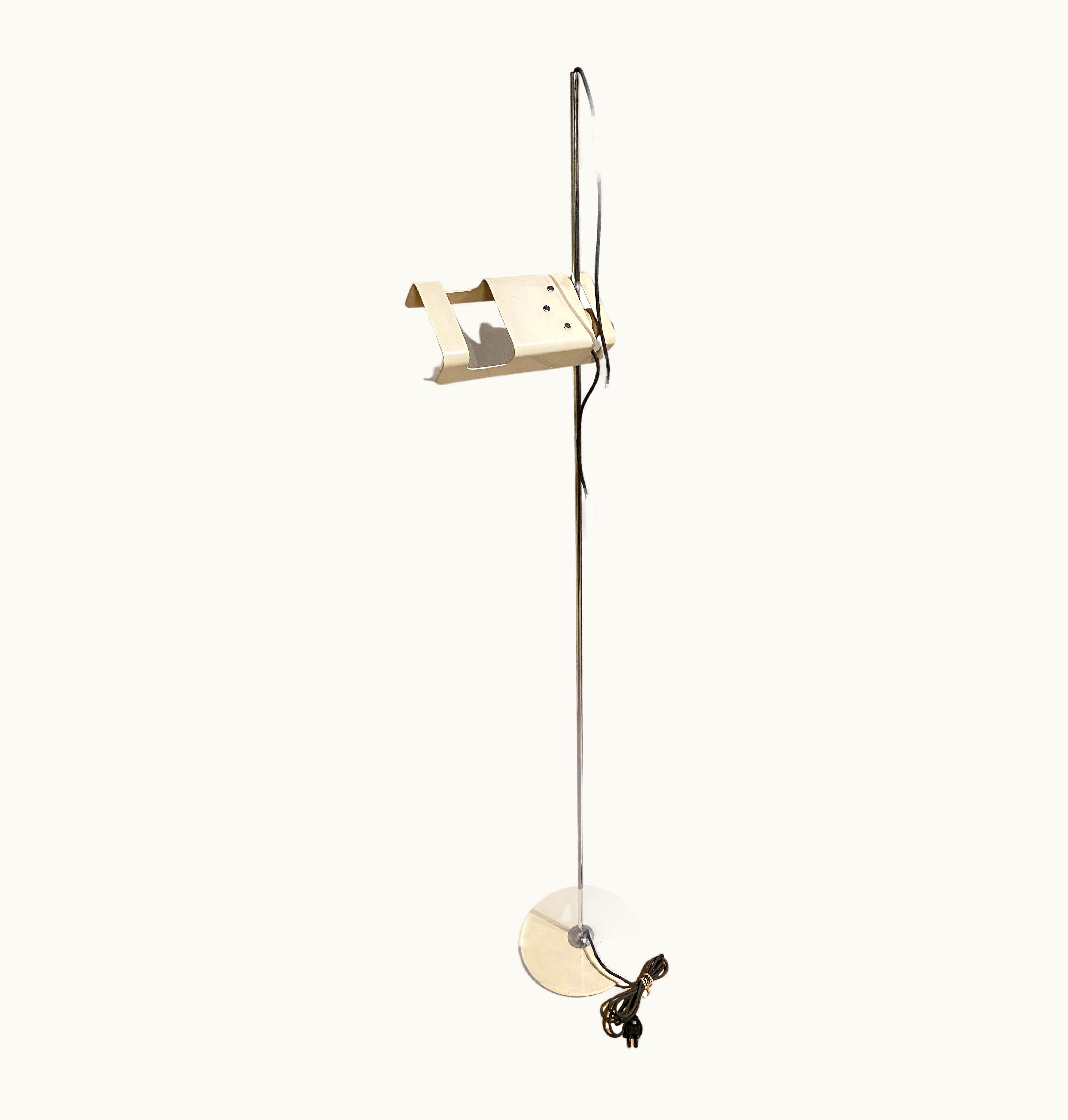 Joe Colombo Joe Colombo Mid Century Adjustable Metal Spider Floor Lamp In White For Oluce