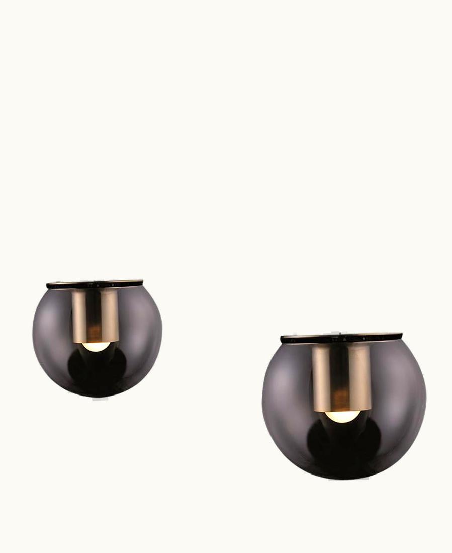 Joe Colombo Set Of Two Suspension Lamps 'The Globe' Gold By Oluce