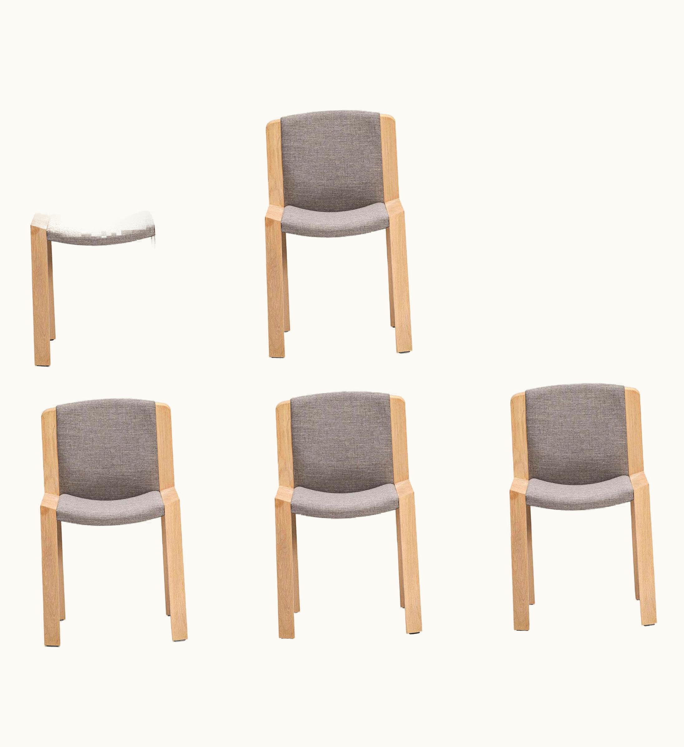 Joe Colombo Set Of Six Joe Colombo 'Chair 300' Wood And Kvadrat Fabric By Karakter UZ0193033