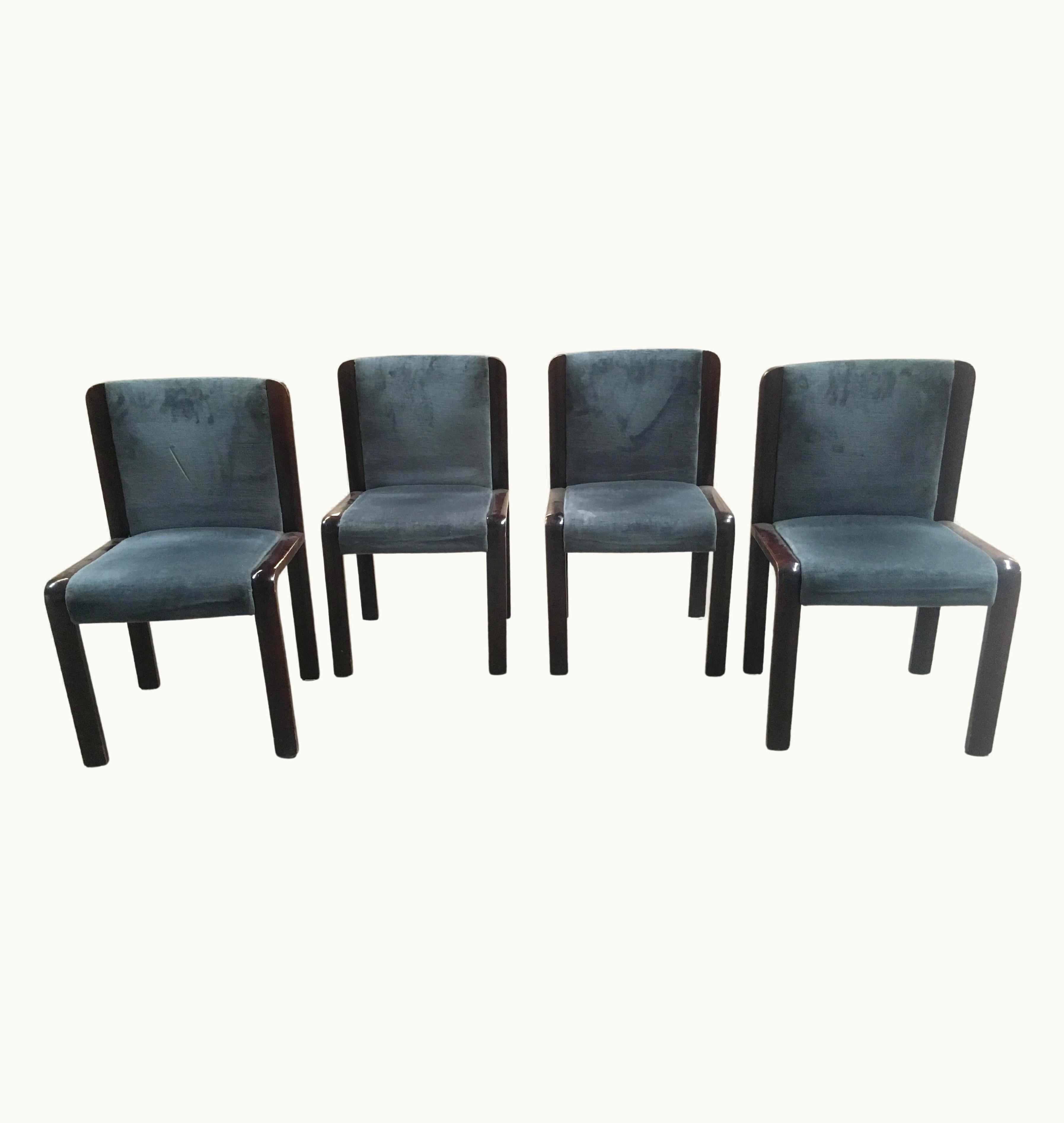Joe Colombo Joe Colombo Mid-Century Modern Italian Set Of Four Dining Chairs In The Style Of Joe Colombo