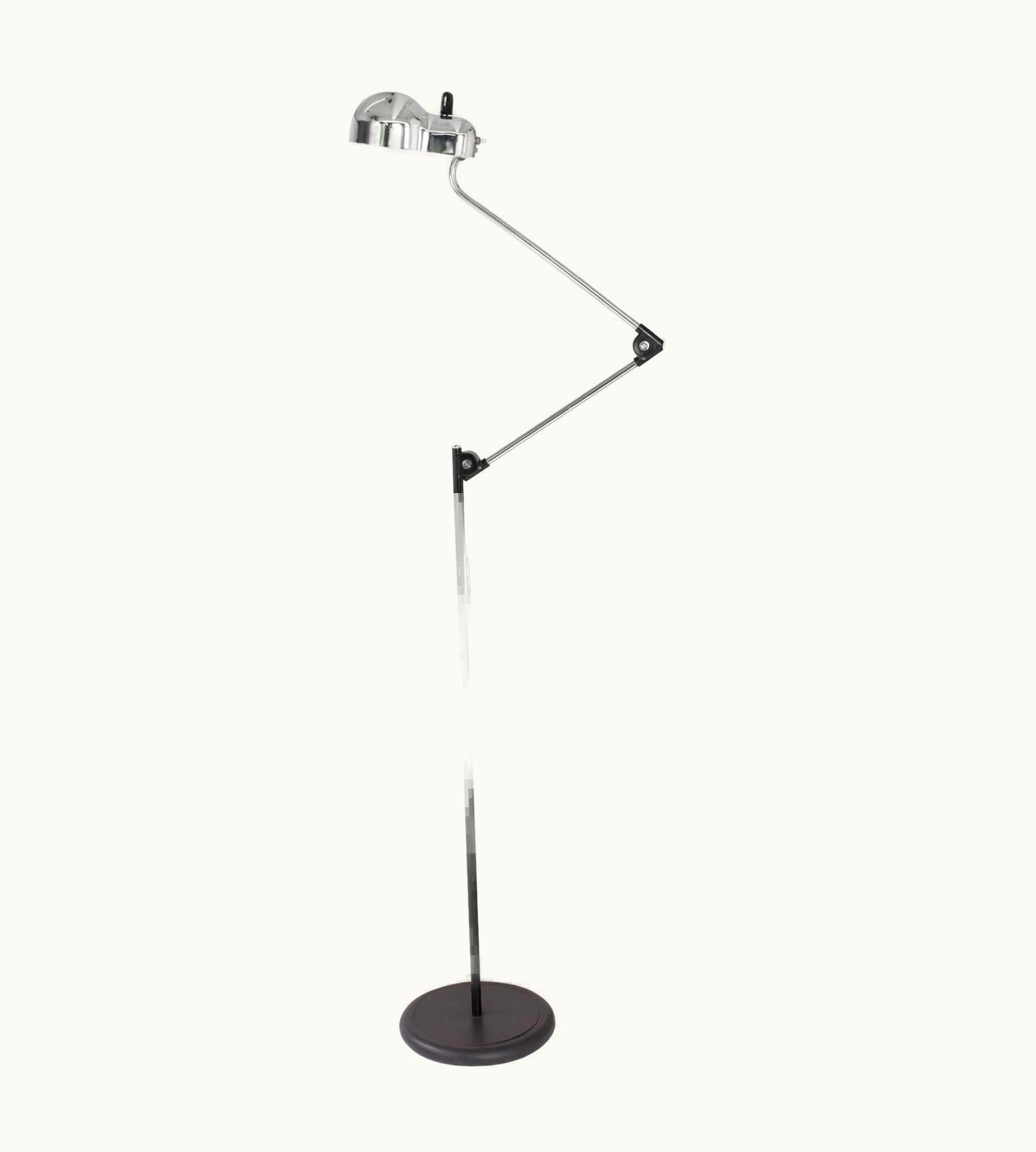 Joe Colombo Joe Colombo Stilnovo: Articulated Minimalist Chrome Floor Lamp By Joe Colombo, Italy 1960's