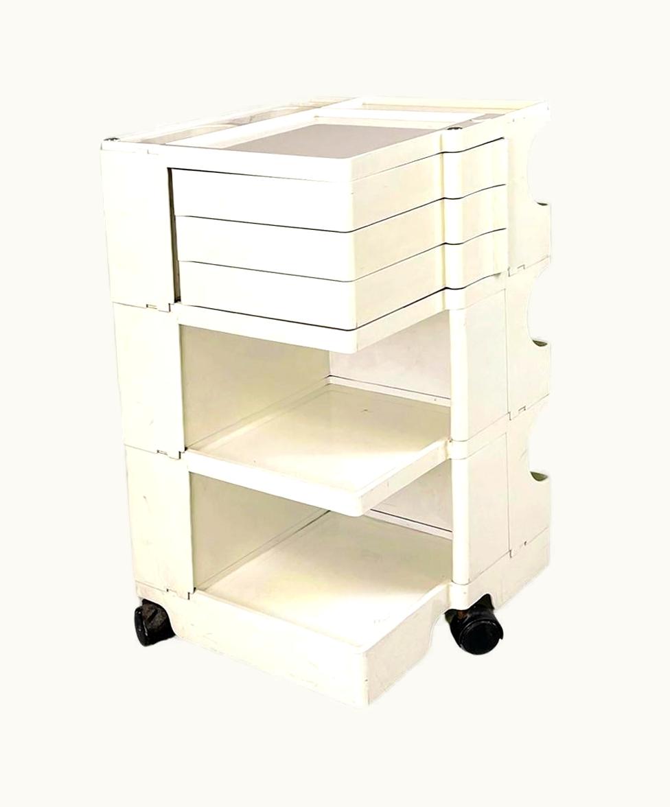 Joe Colombo Italian Modern White Plastic Cart Boby By Joe Colombo For Bieffeplast, 1968