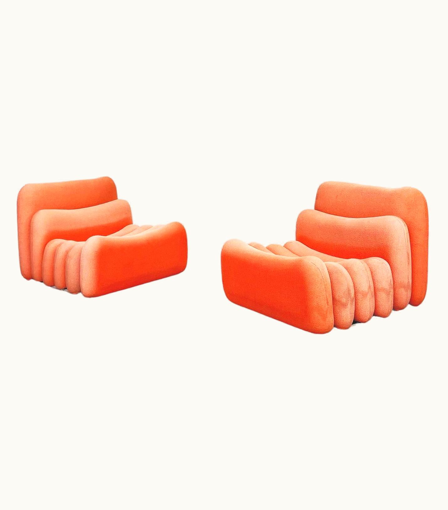 Joe Colombo Italian Space Age Fabric Aluminum Armchairs By Joe Colombo For Sormani, 1970s