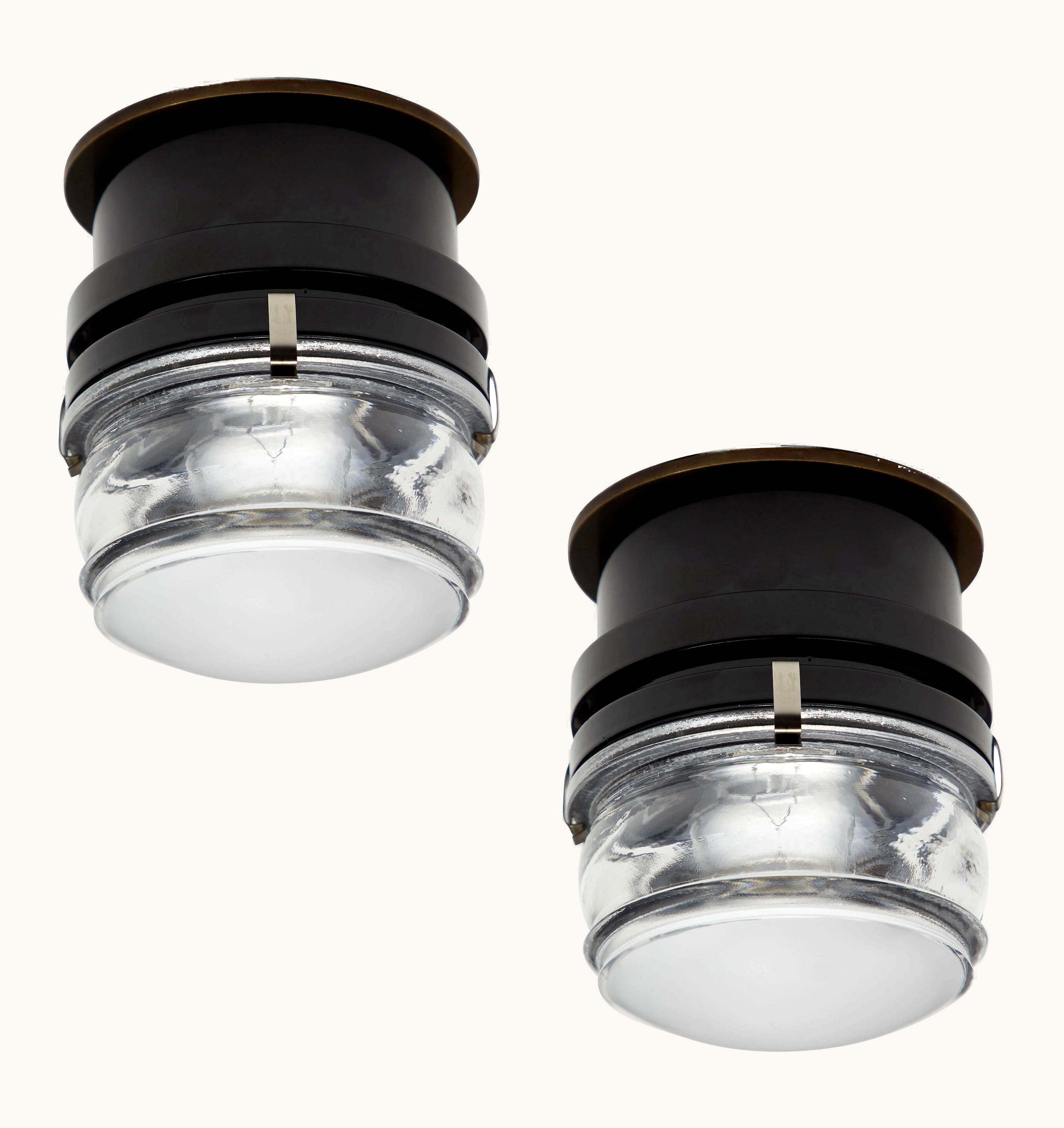 Joe Colombo Model 1148 Fresnel Wall/Ceiling Lights By Joe Colombo For O-Luce