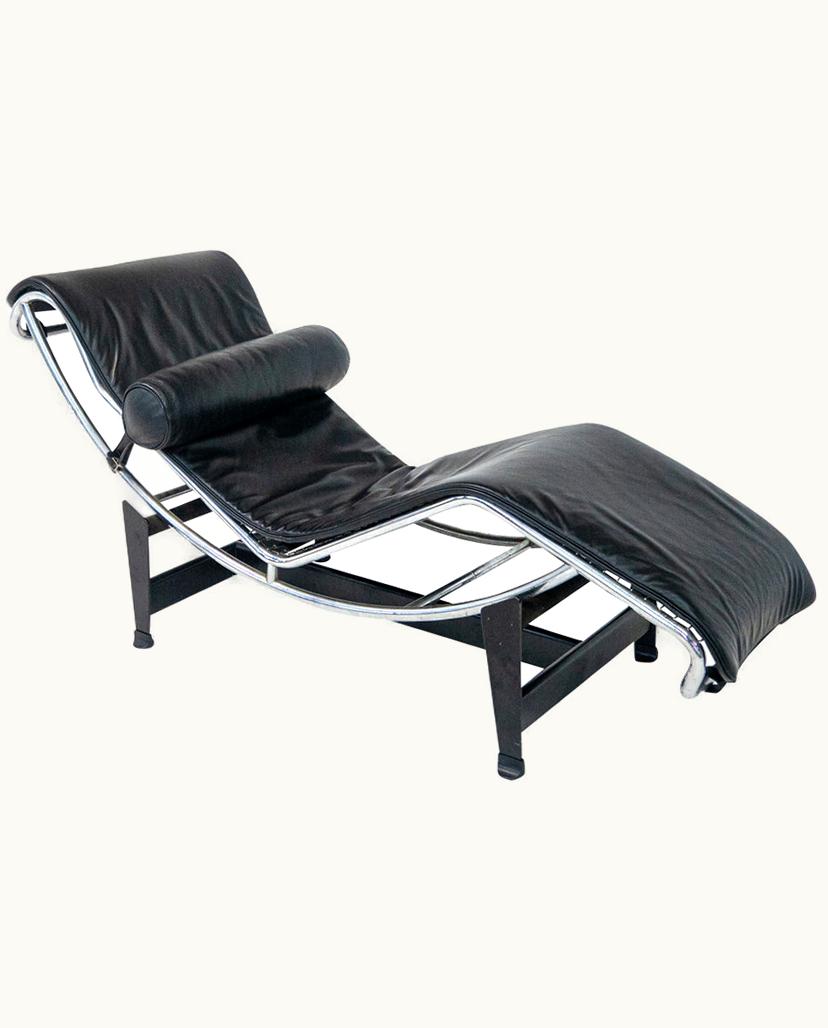 Le Corbusier Le Corbusier Lounge Chair LC4, Black Leather For Cassina, Italy, 1960s