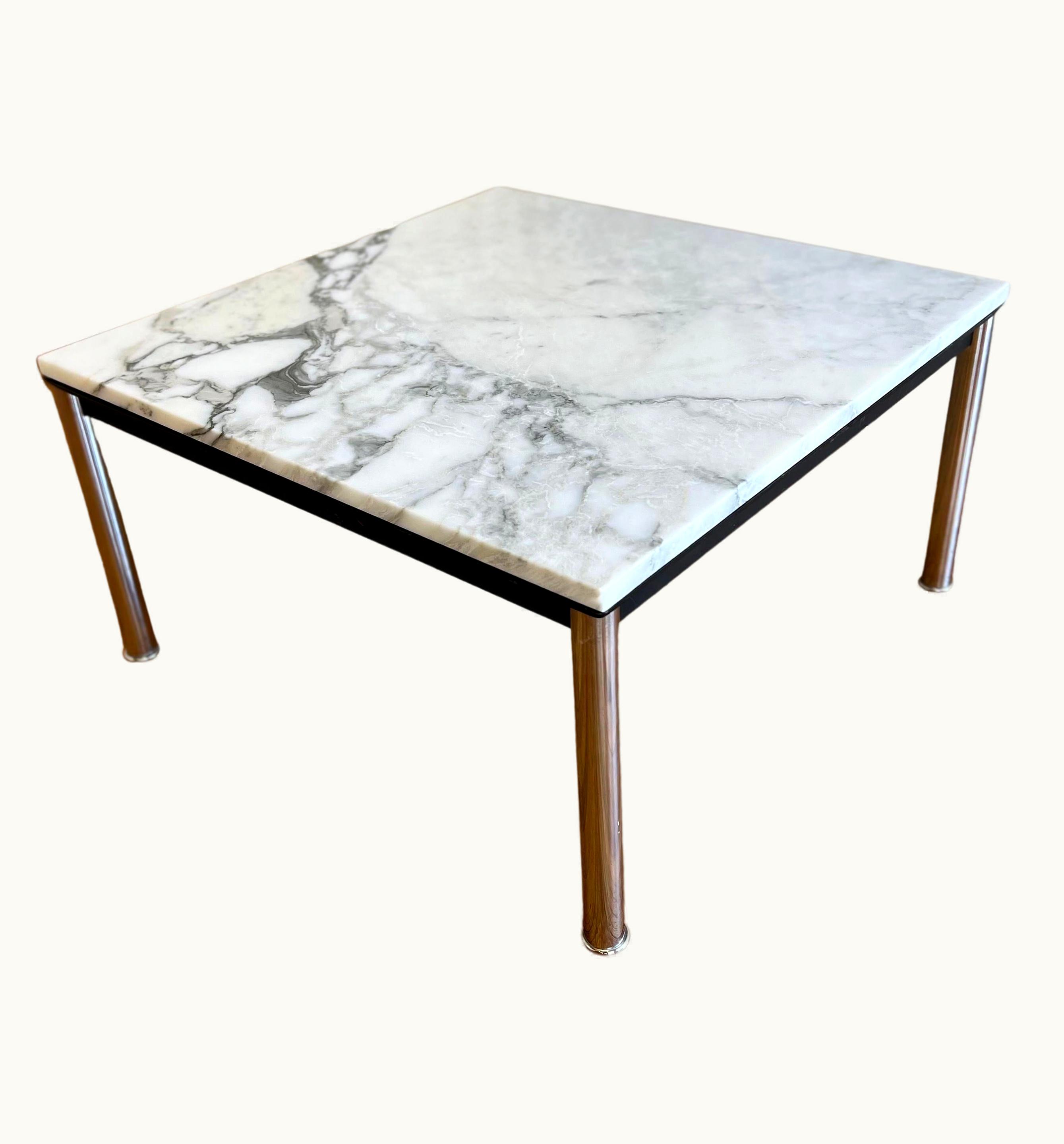 Le Corbusier Le Corbusier LC10 Coffee/End Table With Italian Carrera Marble Top
