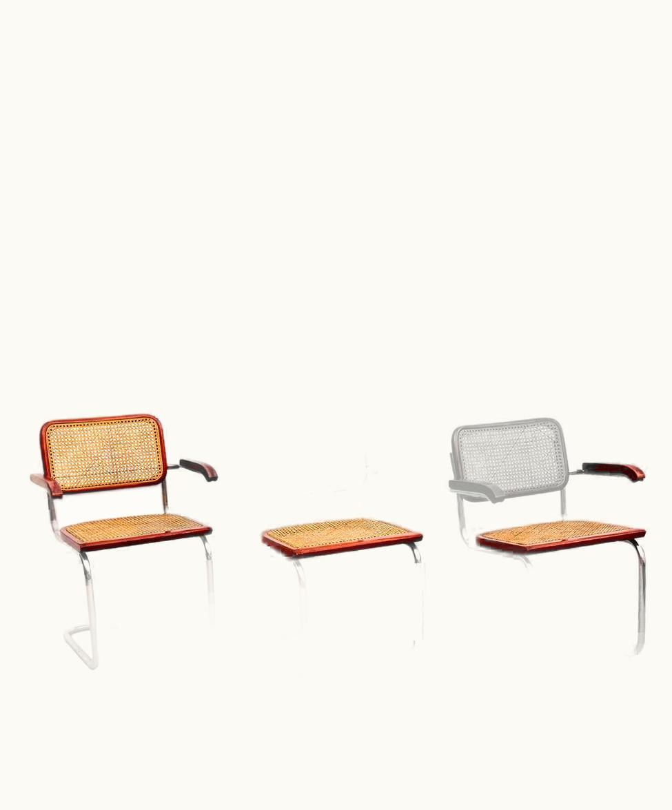 Marcel Breuer Marcel Breuer Set Of 6 Cesca Chairs By Marcel Breuer, Mid-Century Modern Metal & Wood Classic