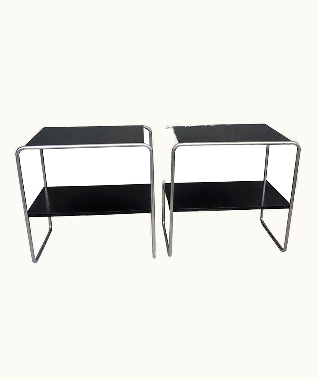 Marcel Breuer Marcel Breuer 20th Century Pair Of Black Console Tables, Austrian Side Tables By Marcel Breuer