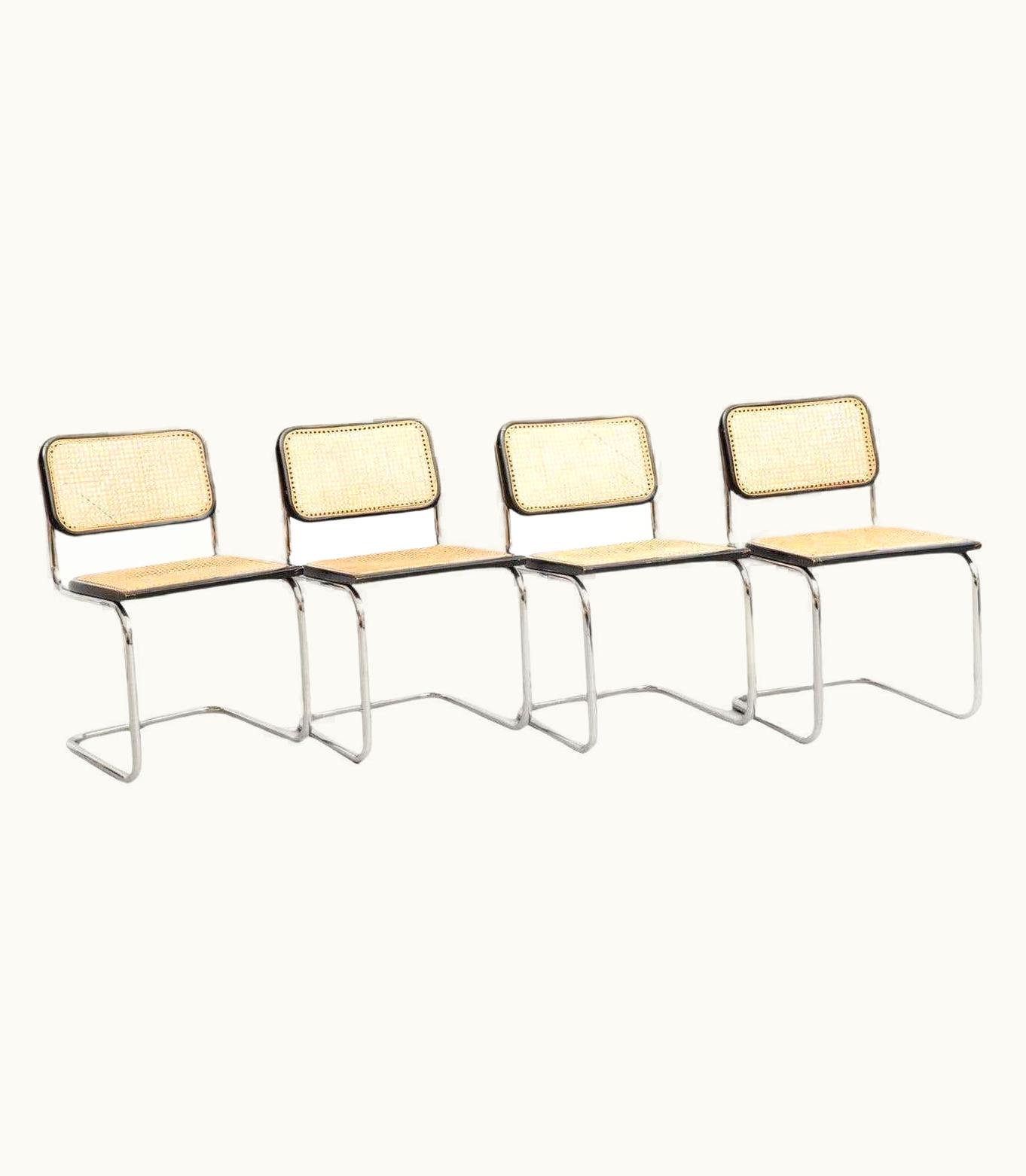 Marcel Breuer Marcel Breuer Set Of 4 Marcel Breuer Cesca Metal And Wood Mid-Century Modern Chairs, C 1960