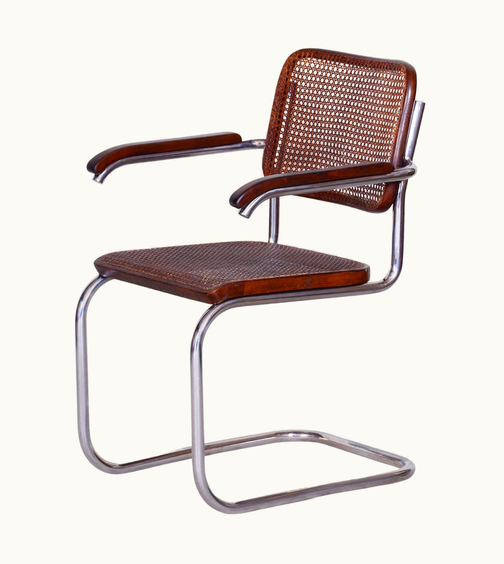 Marcel Breuer Marcel Breuer Restored Bauhaus Armchair, Marcel Breuer, Thonet, Beech, Chrome, Germany, 1930s