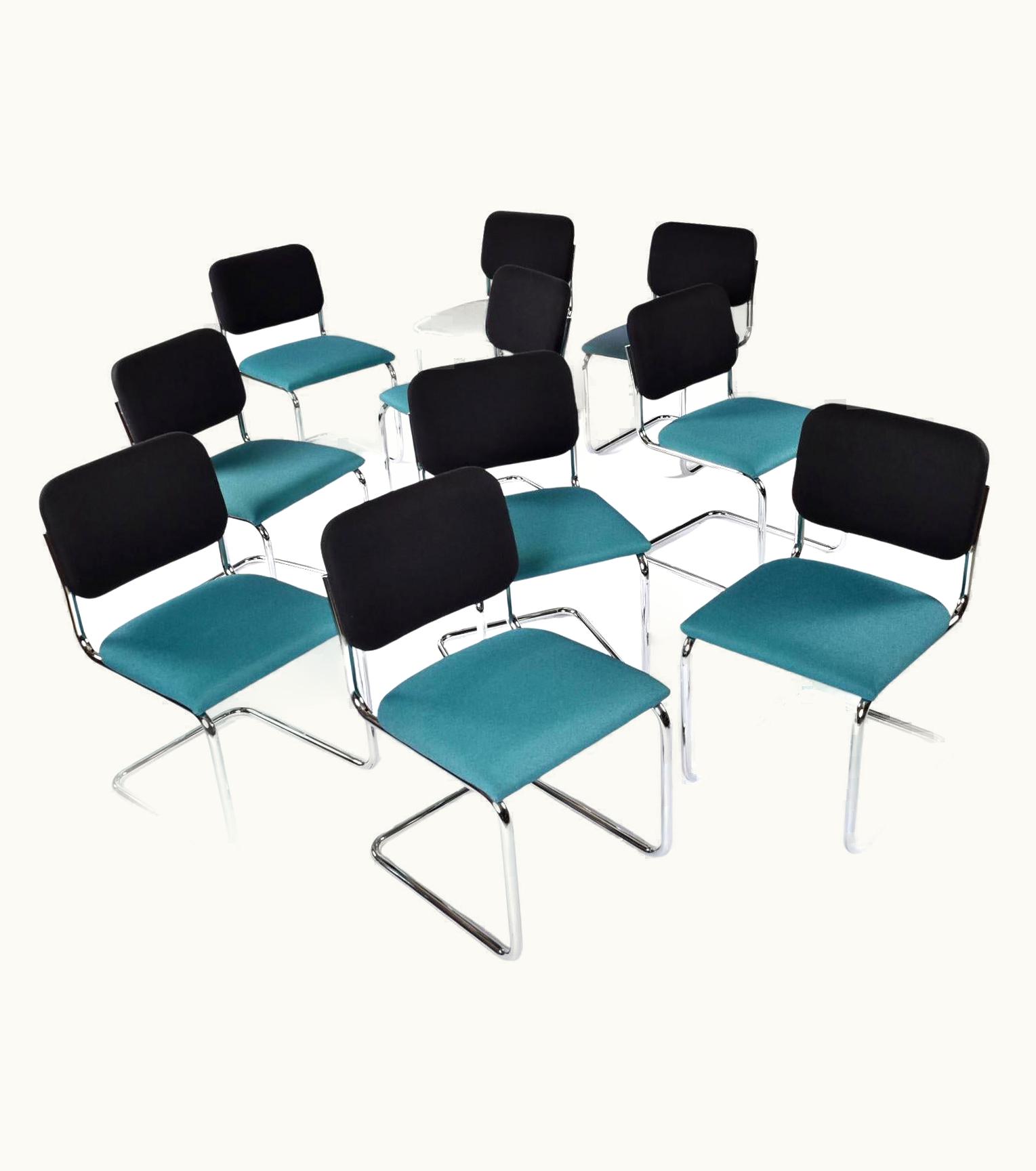 Marcel Breuer Marcel Breuer 10 Marcel Breuer For Knoll Blue And Black Upholstered Cesca Chairs