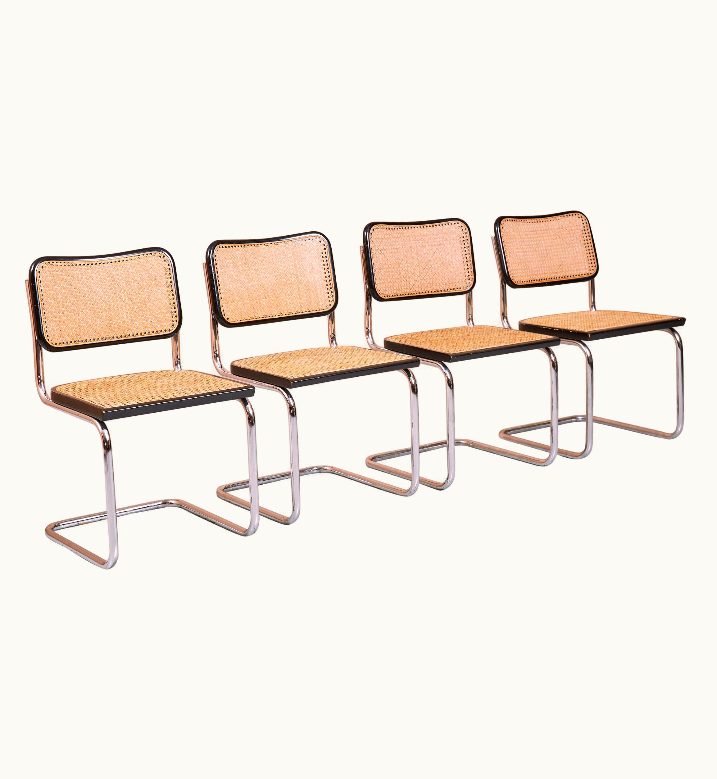 Marcel Breuer Marcel Breuer Set Of Four Vintage Marcel Breuer Cesca Chairs, Chrome And Rattan Cantilever