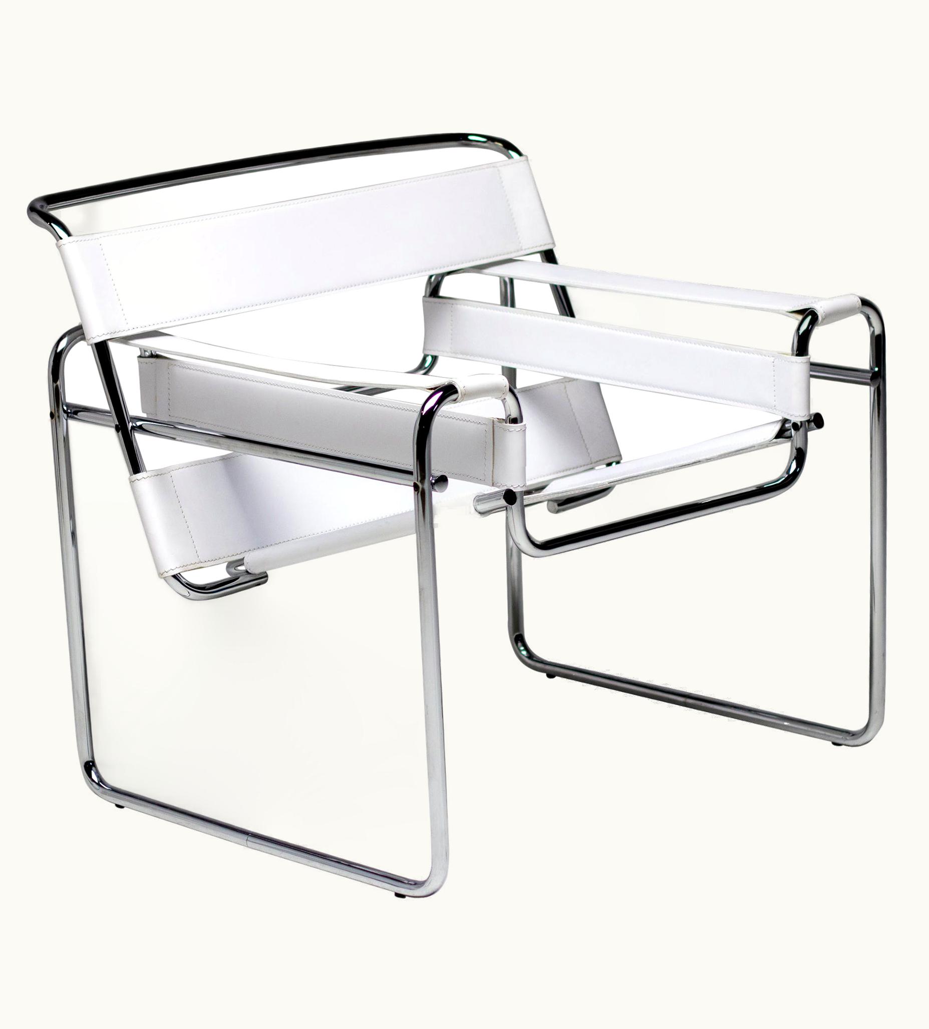 Marcel Breuer Marcel Breuer White Leather Wassily Armchair By Gavina