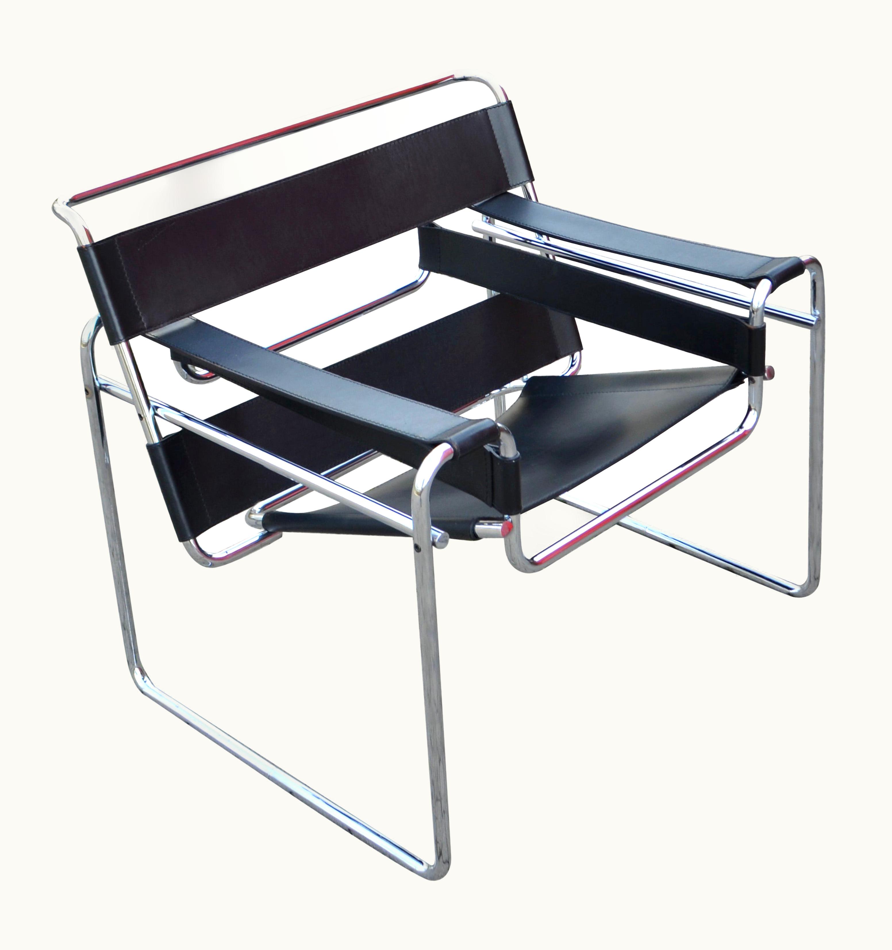Marcel Breuer Marcel Breuer Knoll International Wassily Chair By Marcel Breuer Black Leather UZ0193252