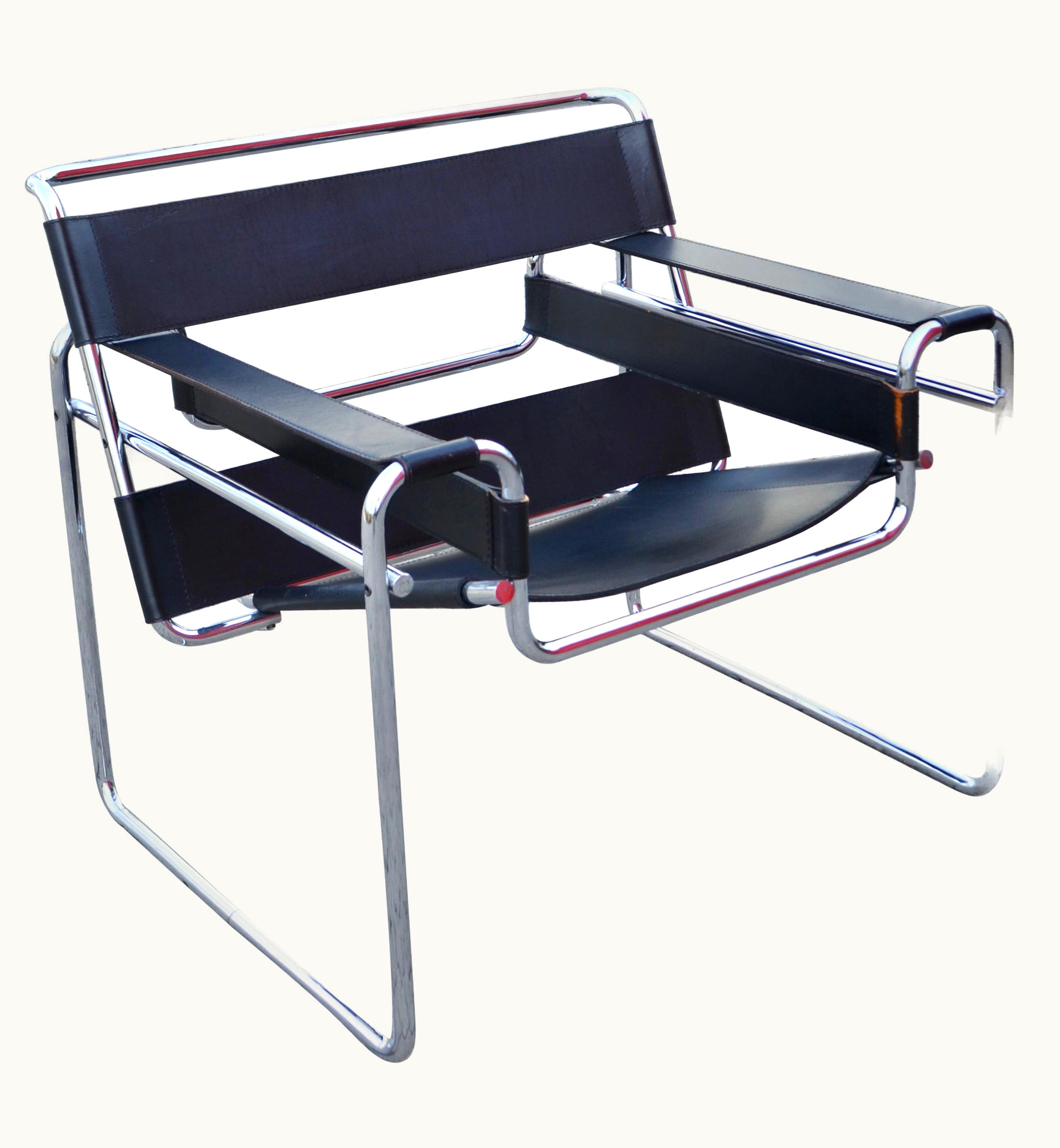 Marcel Breuer Marcel Breuer Knoll International Wassily Chair By Marcel Breuer Black Leather UZ0193253