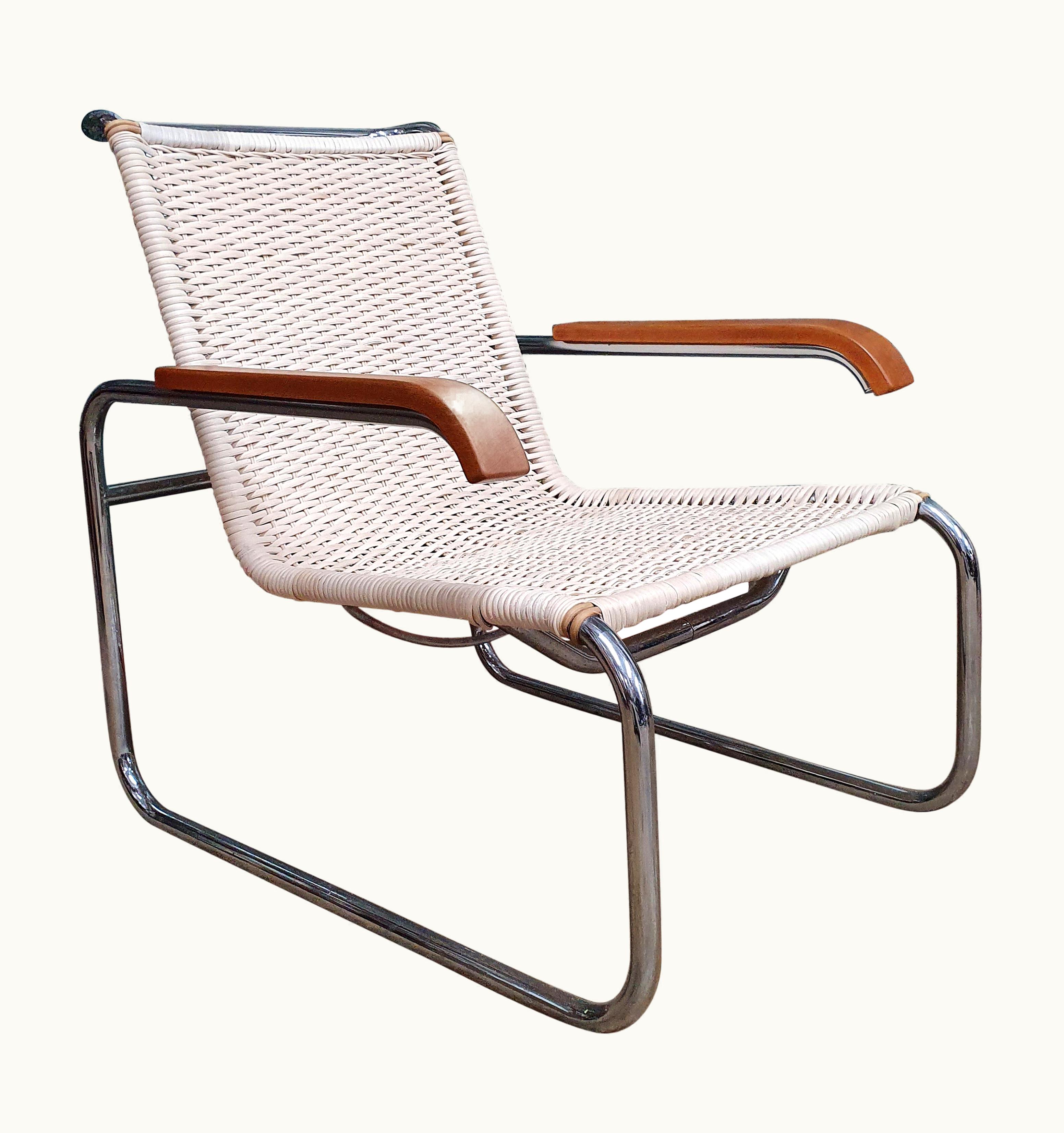 Marcel Breuer Marcel Breuer B35 Chrome And Cane Lounge Chair