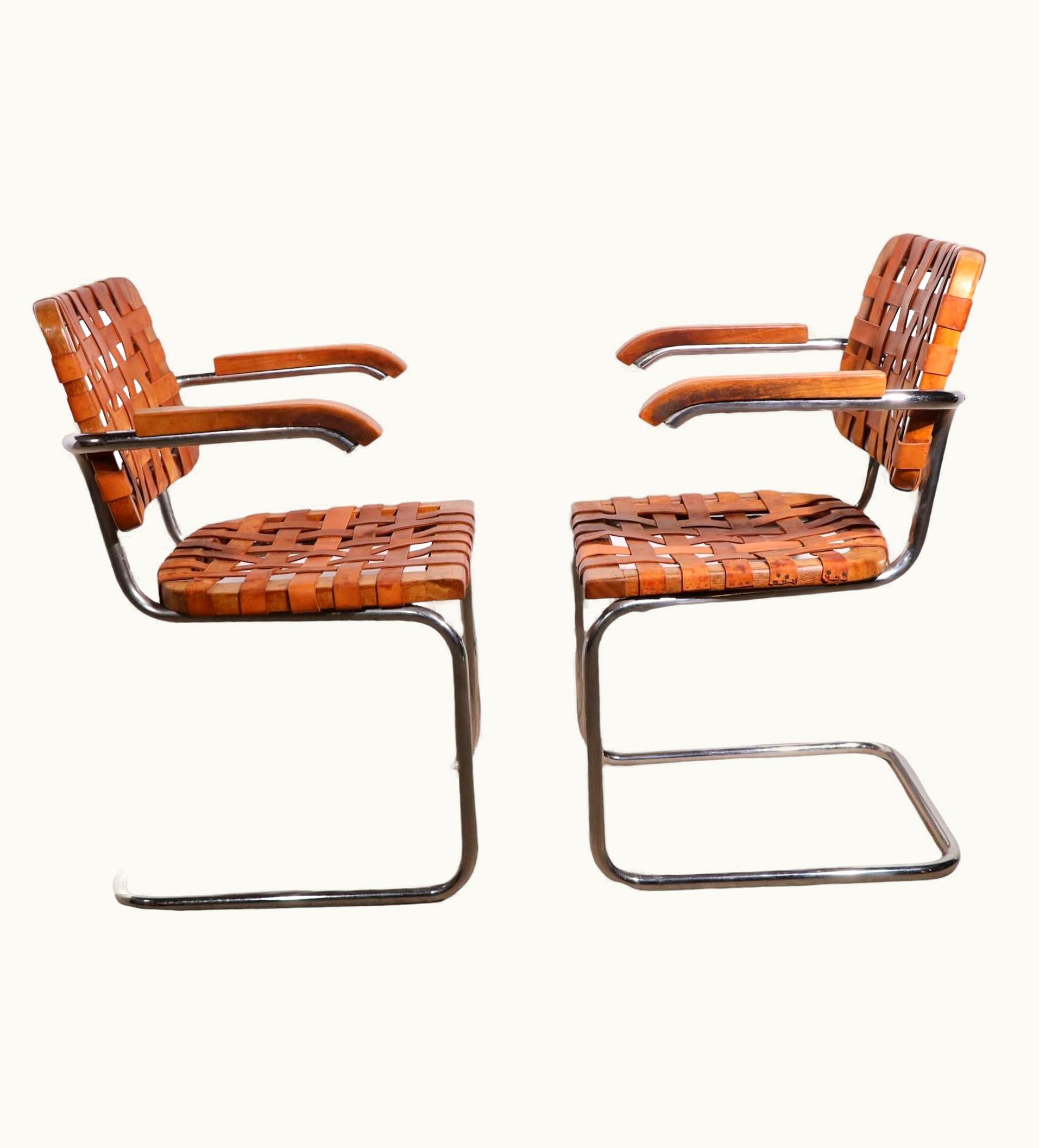 Marcel Breuer Pr. Unusual Cesca Dining Arm Chairs Designed By Breuer Made In Italy, Ca. 1970's