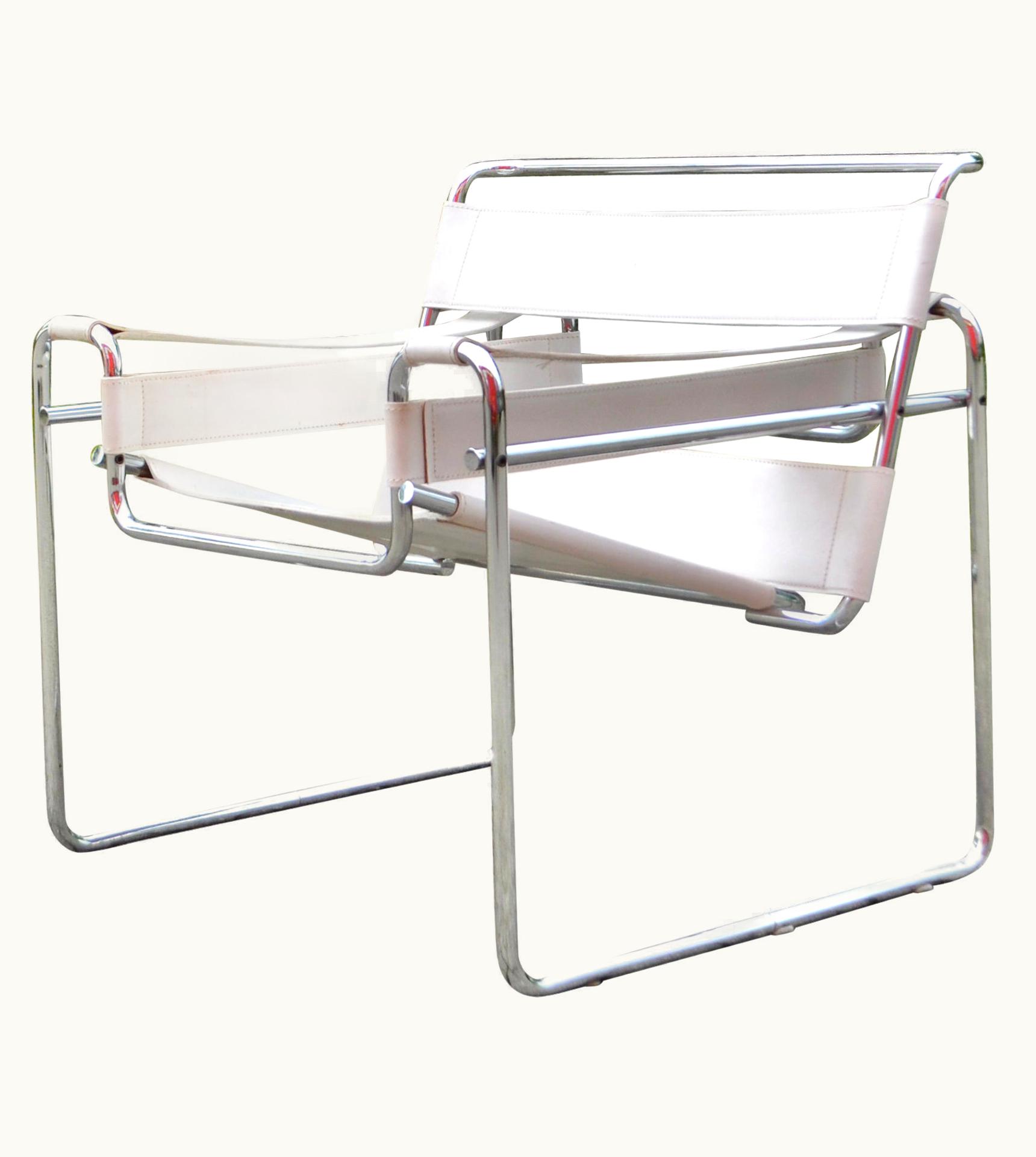 Marcel Breuer Gavina Wassily Chair B3 VIntage Leather White By Marcel Breuer