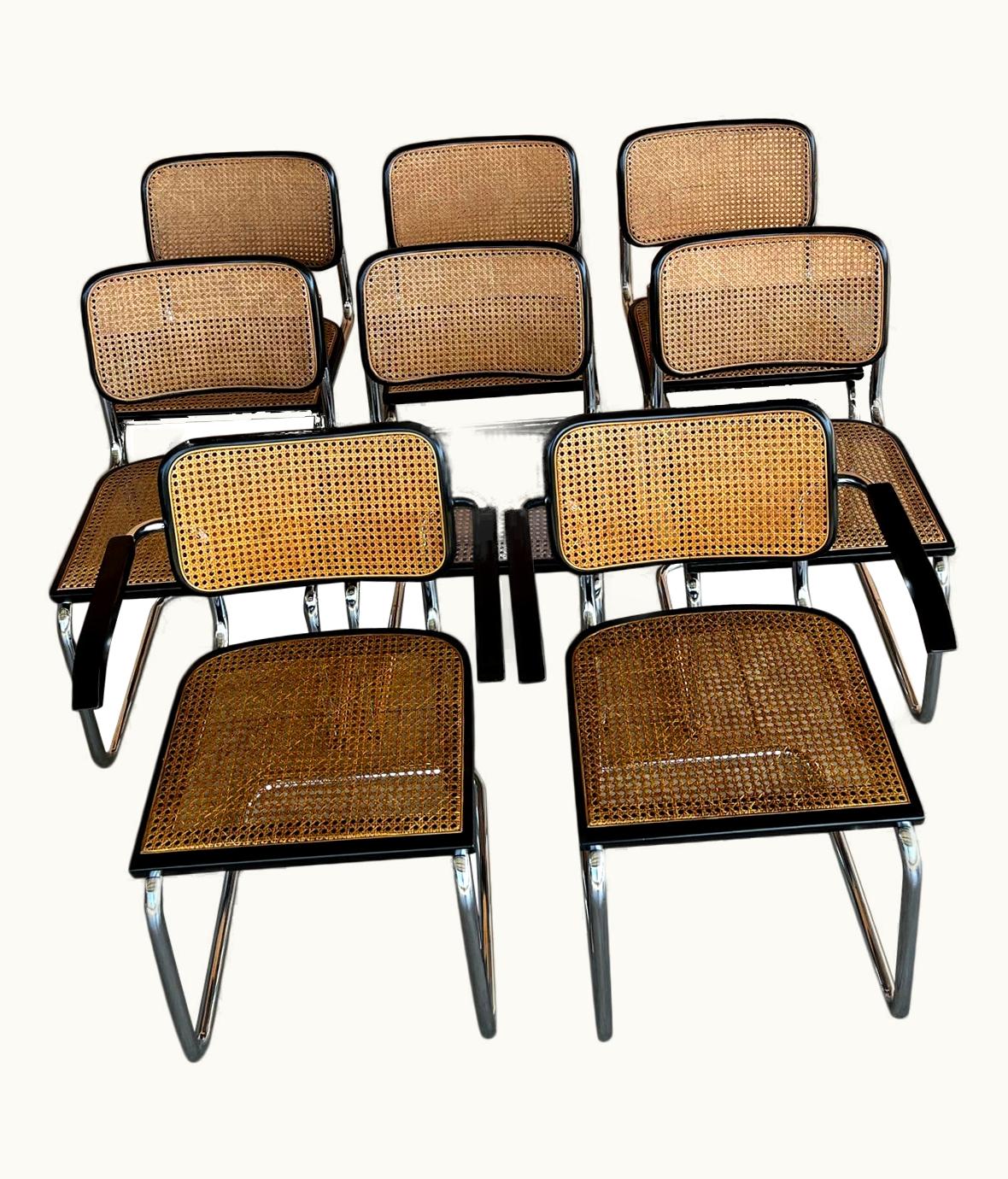 Marcel Breuer Cesca Gavina 1970s Production Marcel Breuer Design Set Of Eight Chairs