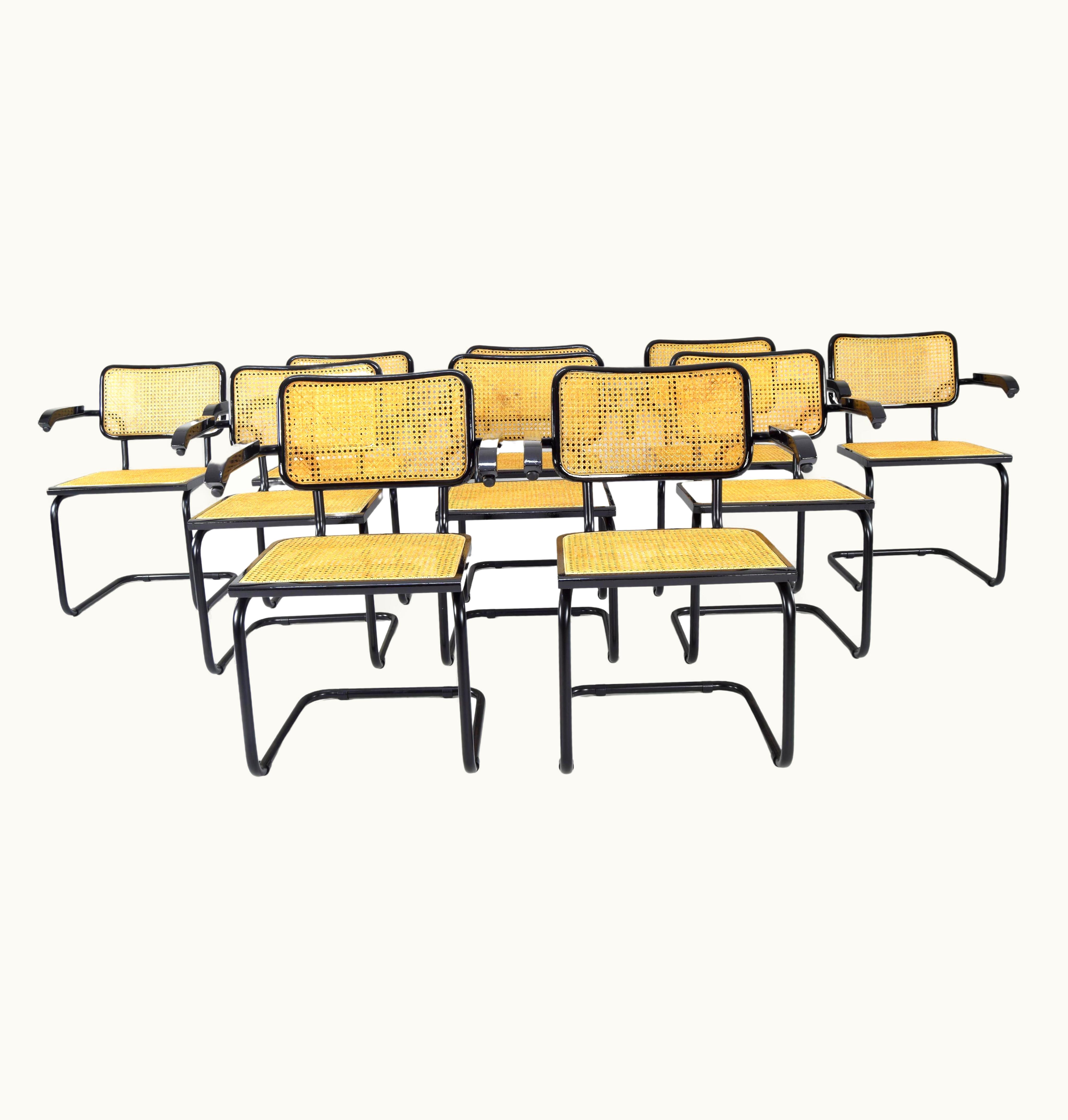 Marcel Breuer Pair Of Mid-Century Modern Marcel Breuer Black B64 Cesca Chairs, Italy, 1970