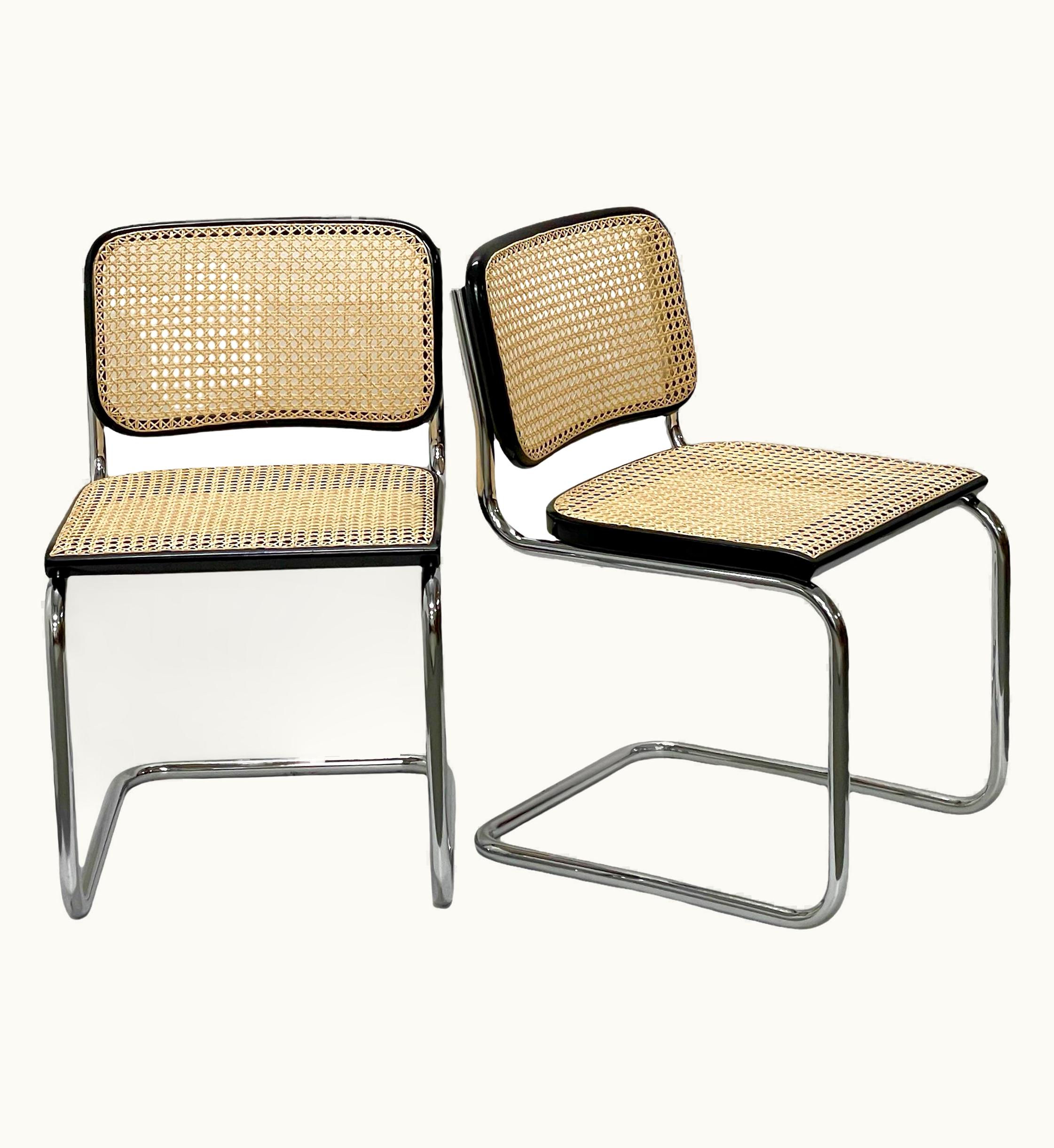Marcel Breuer Pair Of Midcentury Marcel Breuer Chrome And Rattan Cesca Chairs For Gavina 1970s