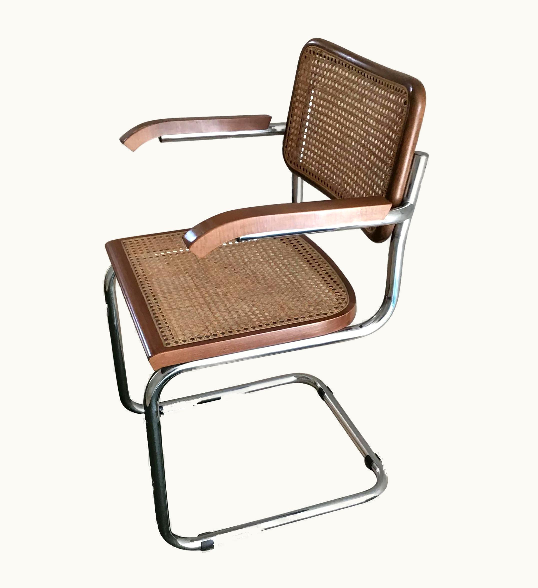 Marcel Breuer Marcel Breuer Cesca Chair For Gavina Wood Metal Crome, 1980, Italy