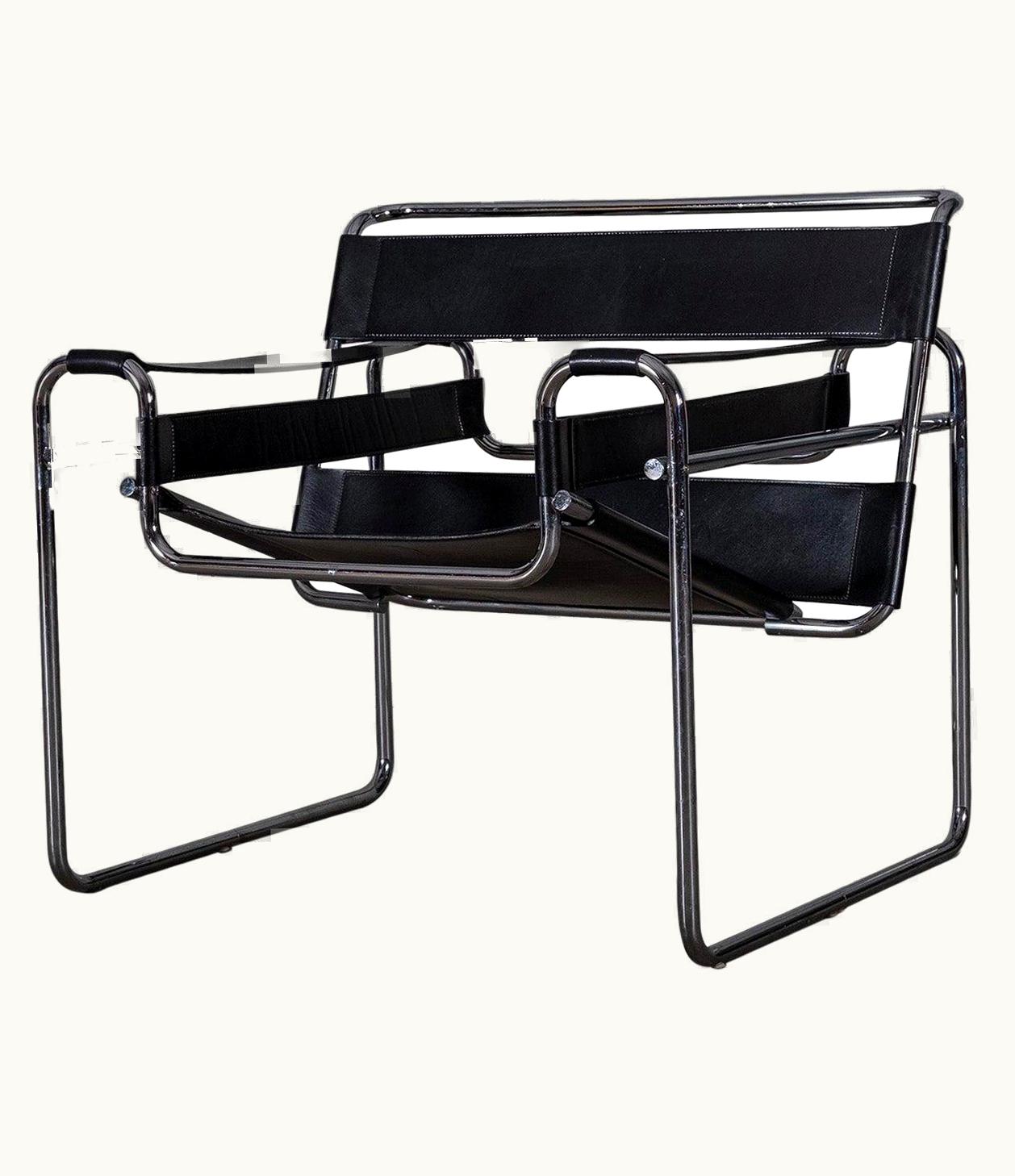 Marcel Breuer Marcel Breuer Bauhaus Black Leather Wassily Chair By Marcel Breuer, 1960s