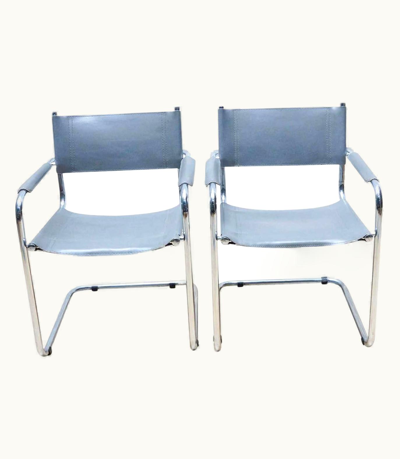 Marcel Breuer Marcel Breuer Set Of Two B34 Chairs In Steel And Leather By Marcel Breuer
