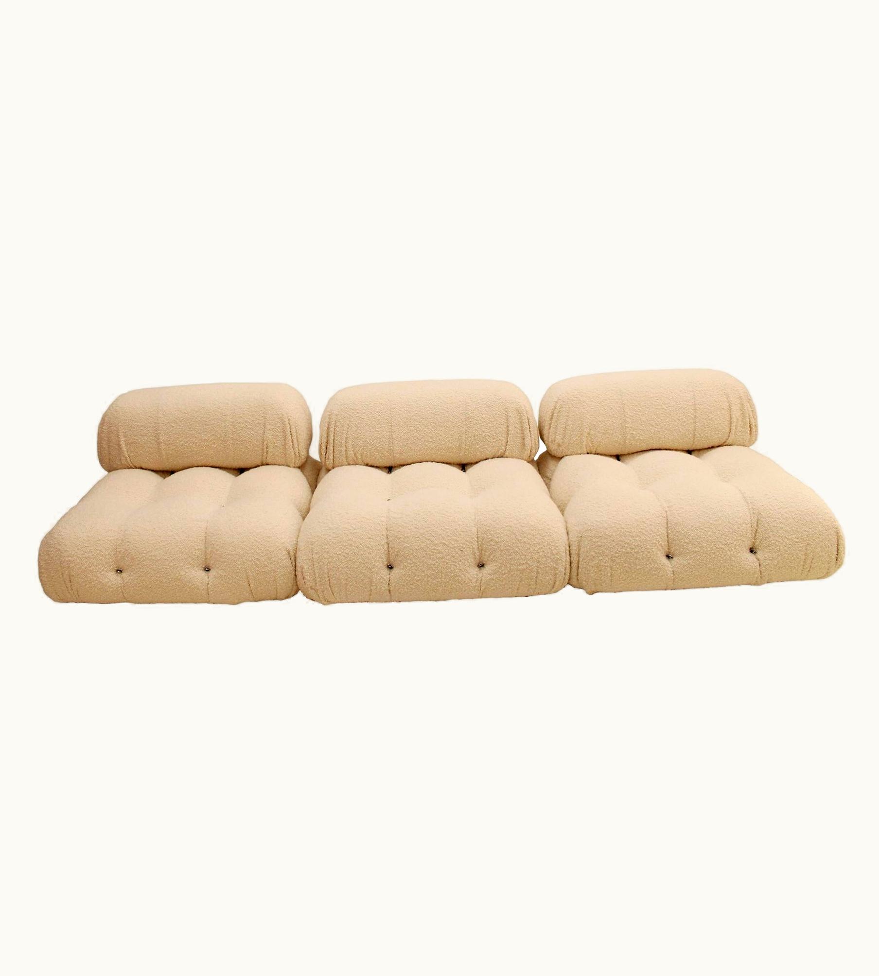 Mario Bellini Mario Bellini B&B Italia Camaleonda White Bouclé Fabric Modular Sofa 3 Seater