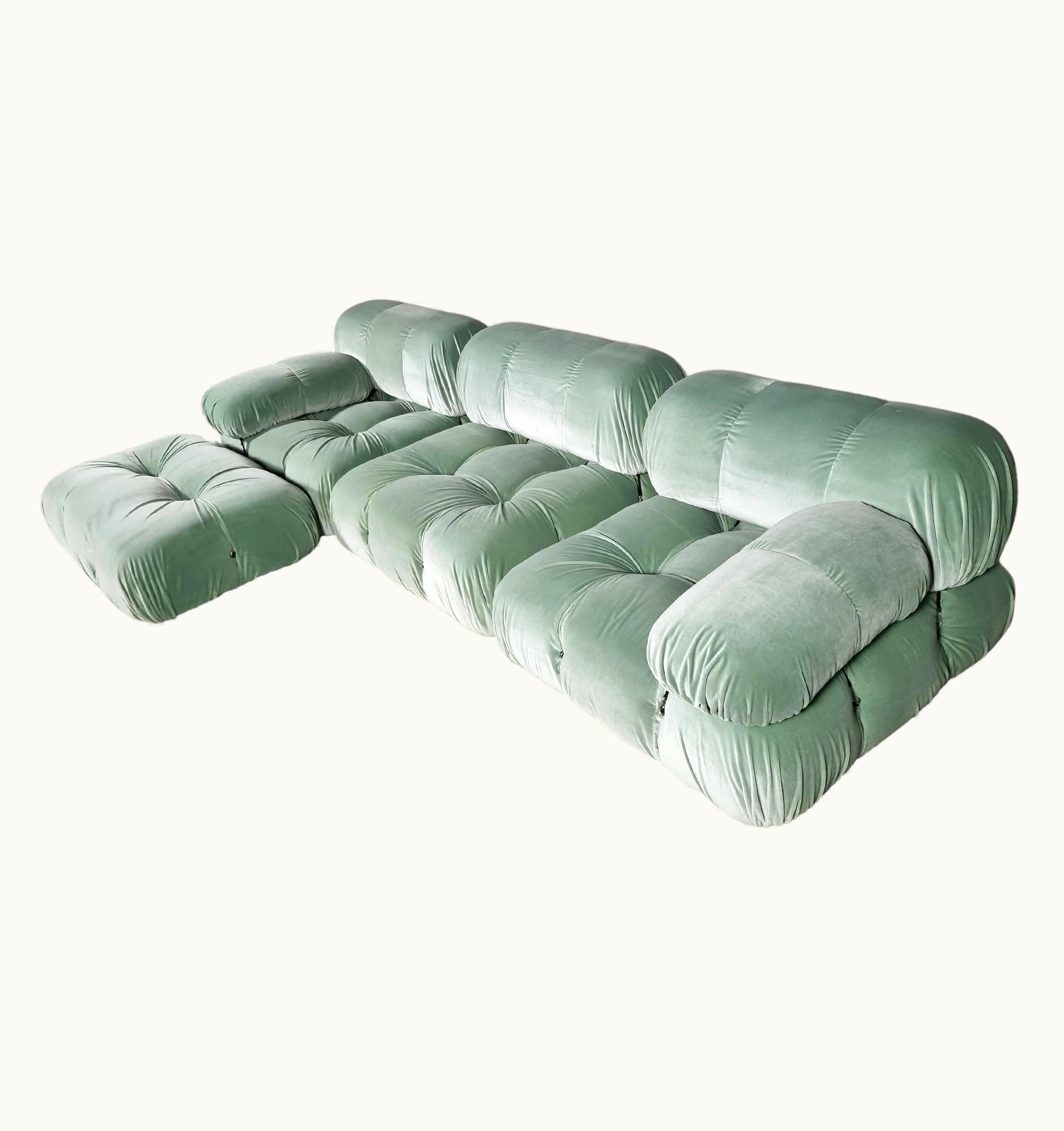 Mario Bellini Mario Bellini Camaleonda Sofa In Sea Green Velvet By Mario Bellini For B&B Italia, 1970s