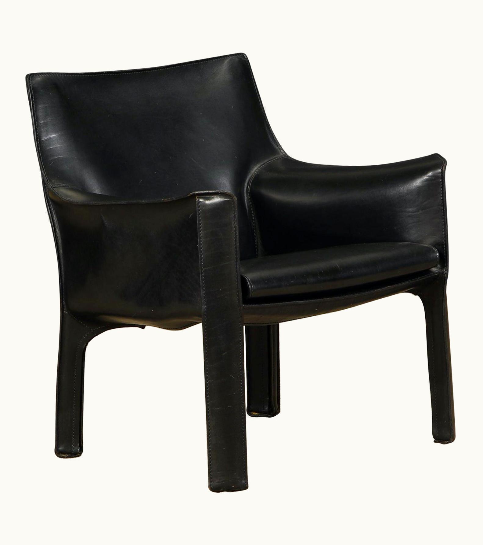 Mario Bellini Mario Bellini For Cassina 'Cab 414' Leather Lounge Chair, Signed, Circa 1980s