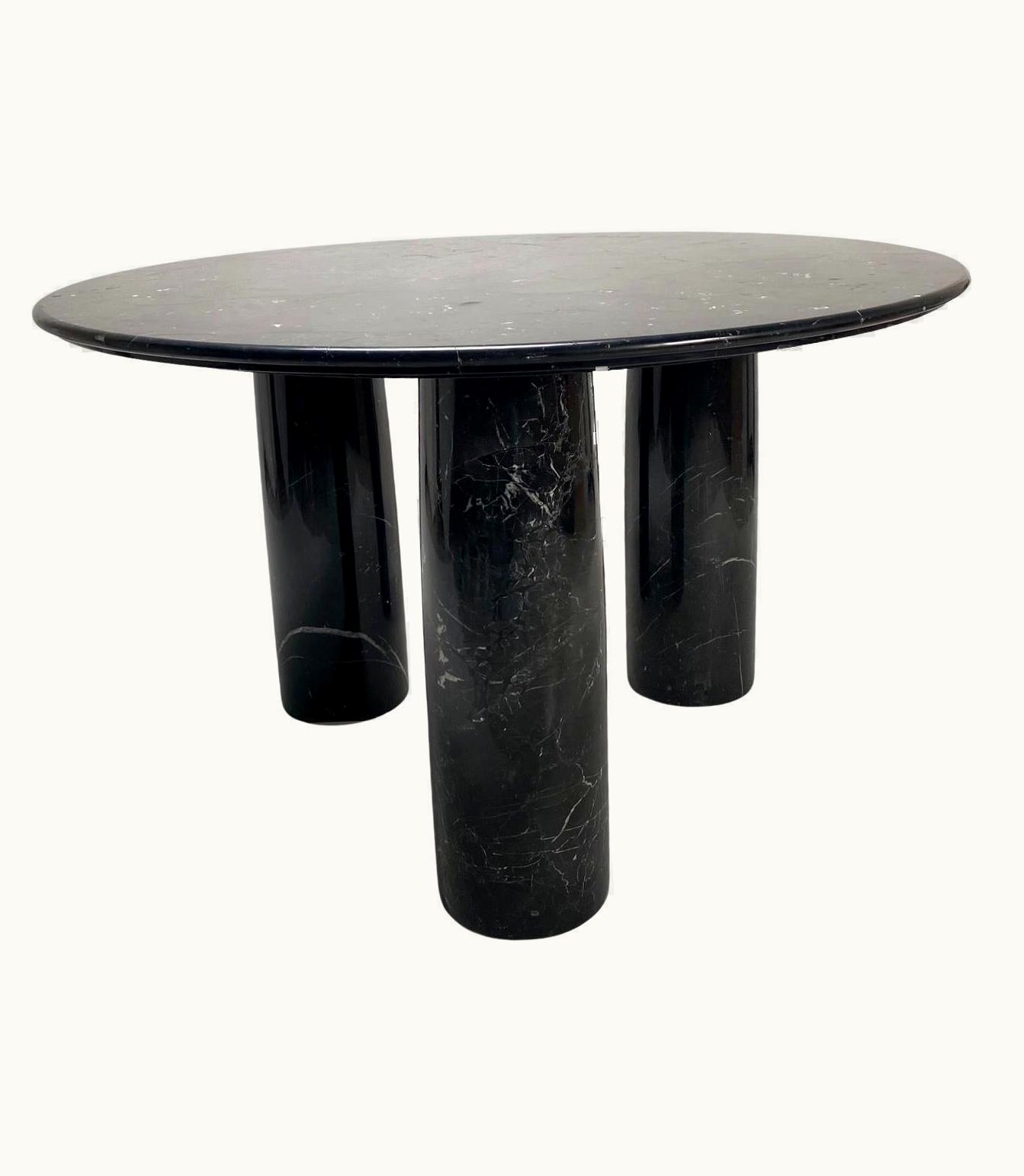 Mario Bellini Mario Bellini Il Colonnato Round Table By Mario Bellini, Black Marble, 1970s Cassina