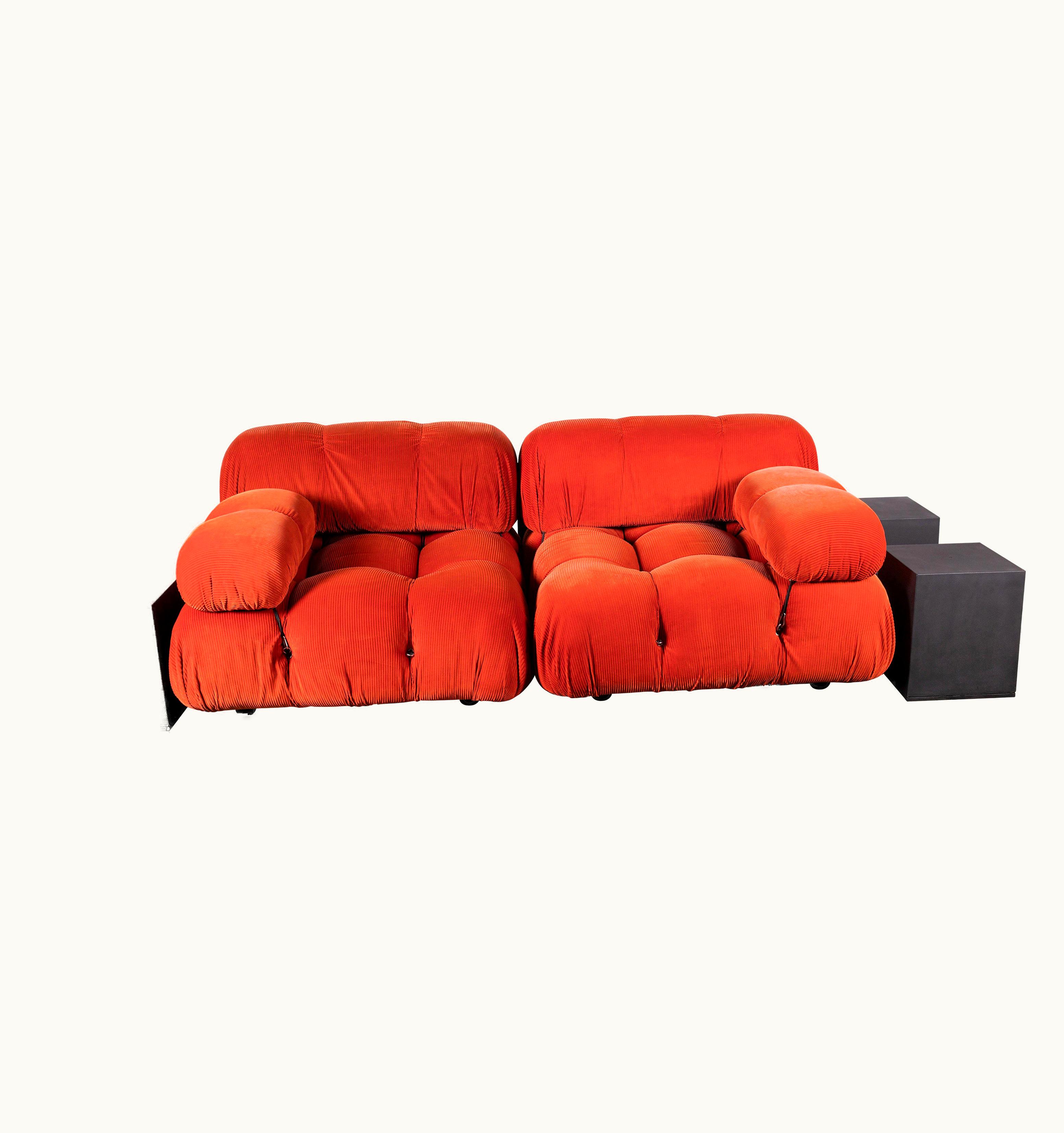 Mario Bellini Mario Bellini Orange Cord Camaleonda Sofa By Mario Bellini For B&B Italia, Original