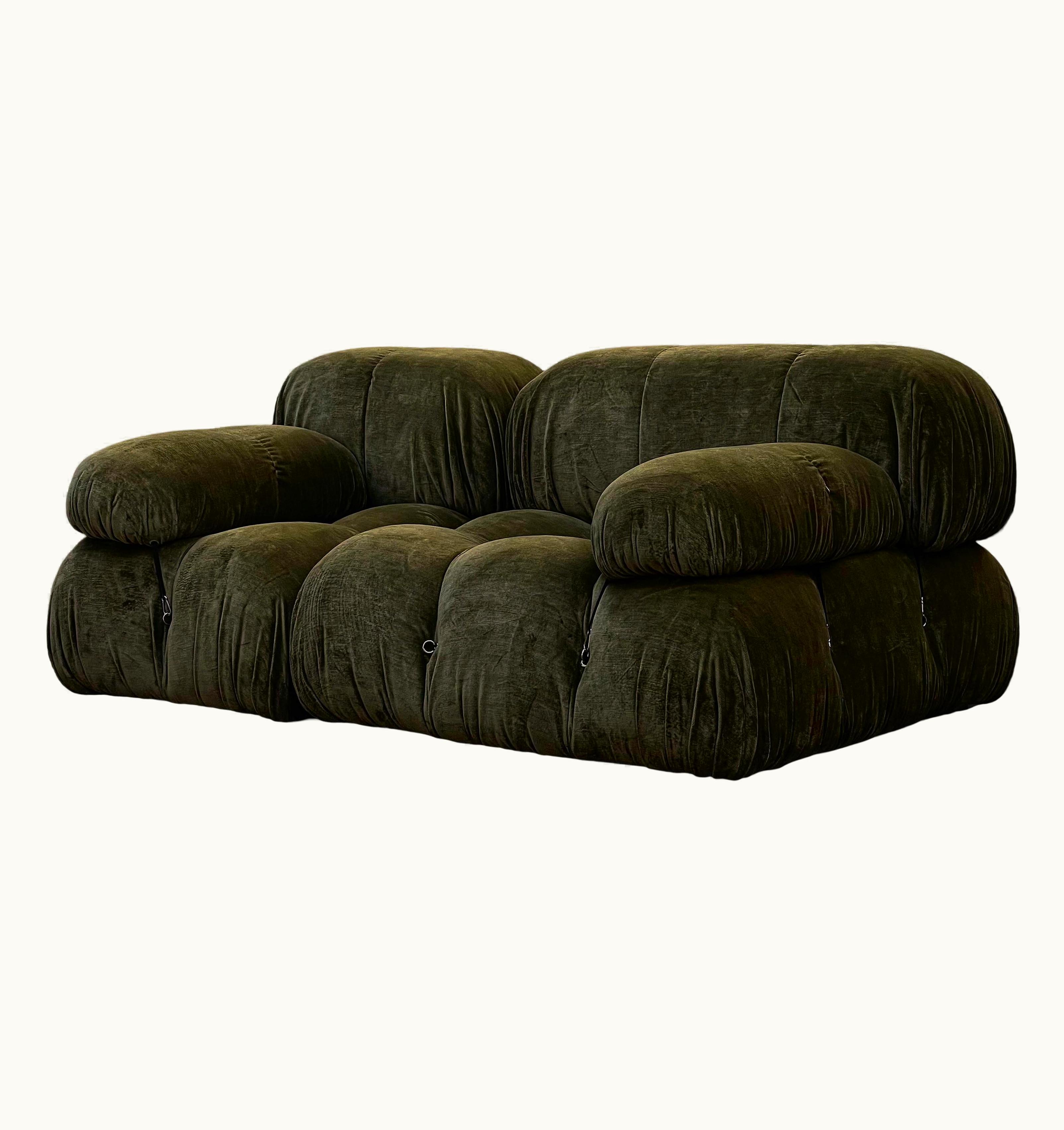Mario Bellini Mario Bellini Green Linen Velvet Camaleonda Sofa For B&B Italia, 1972, Set Of 2