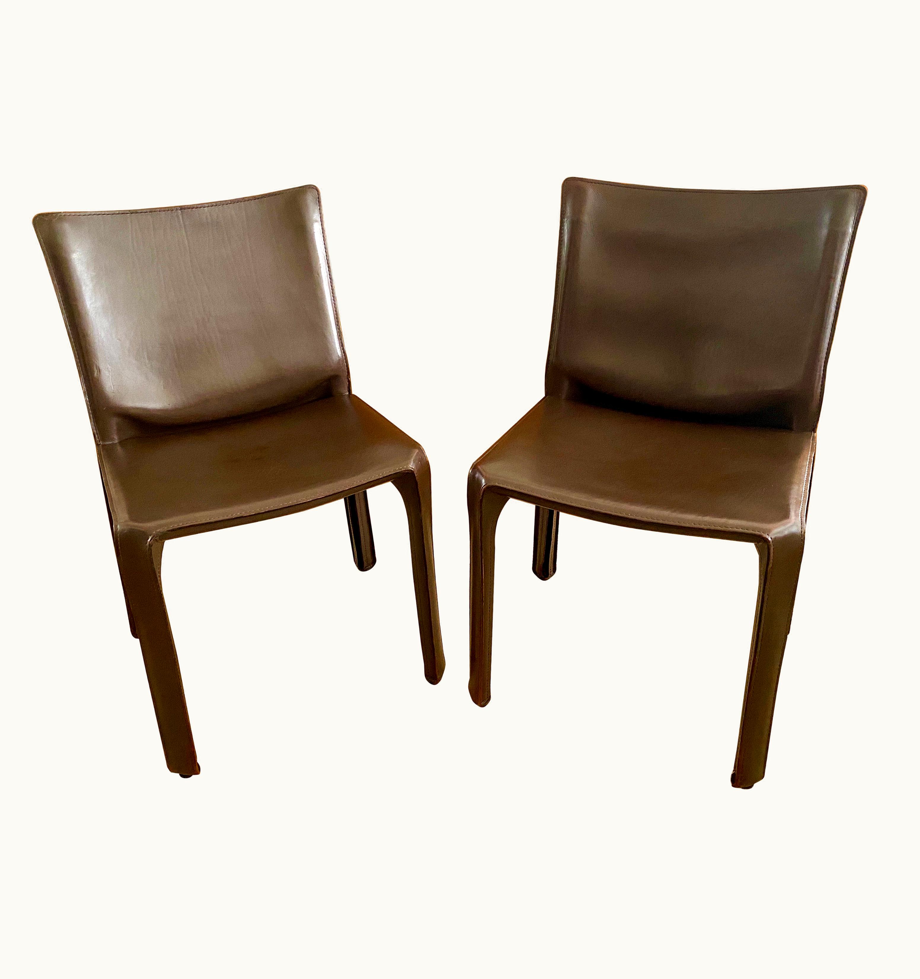 Mario Bellini Mario Bellini Two Dark Brown CAB 412 Chairs Designed By Mario Bellini For Cassina