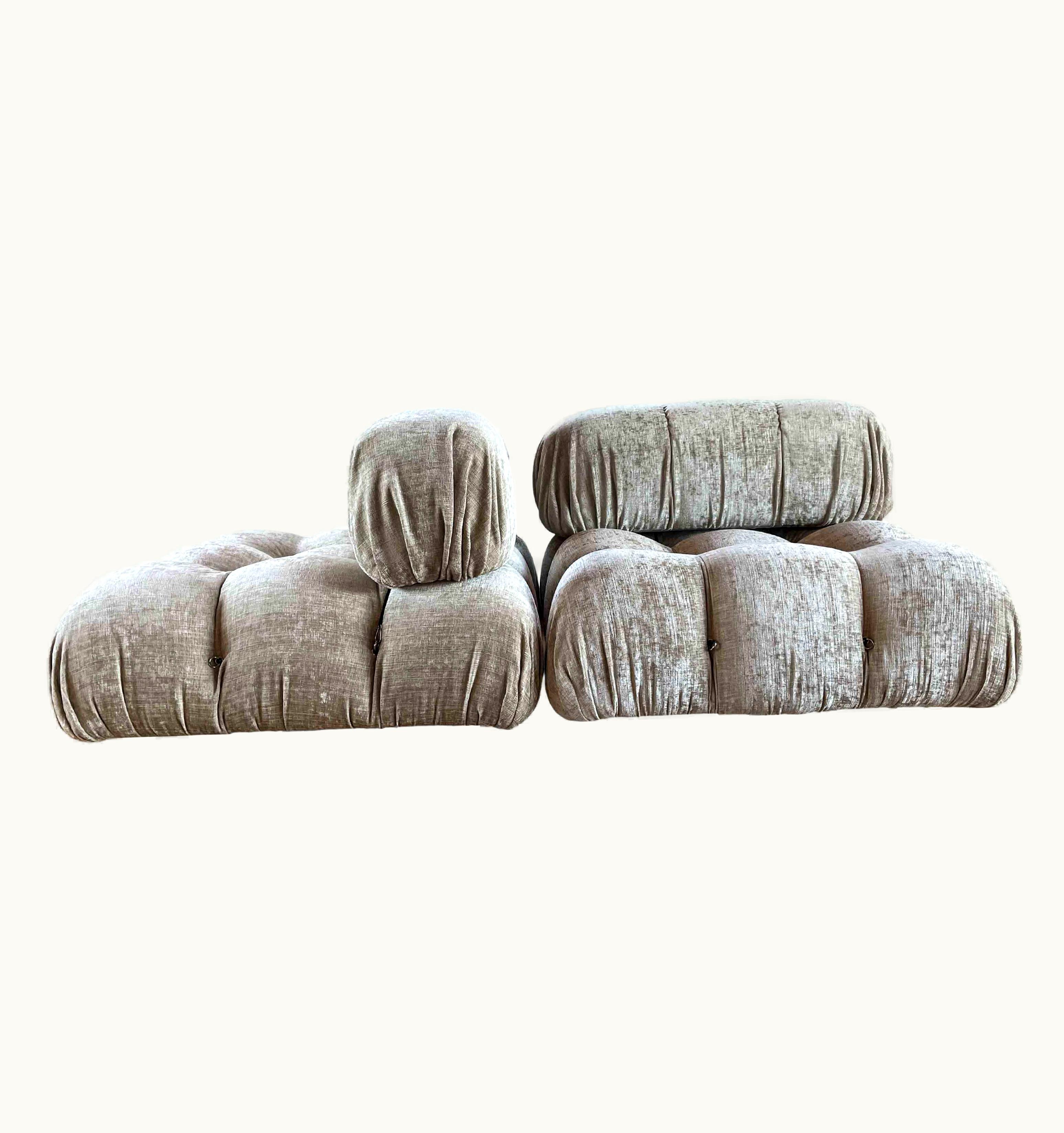Mario Bellini Mario Bellini White Velvet Camaleonda Sofa For B&B Italia, 1972, Set Of 2